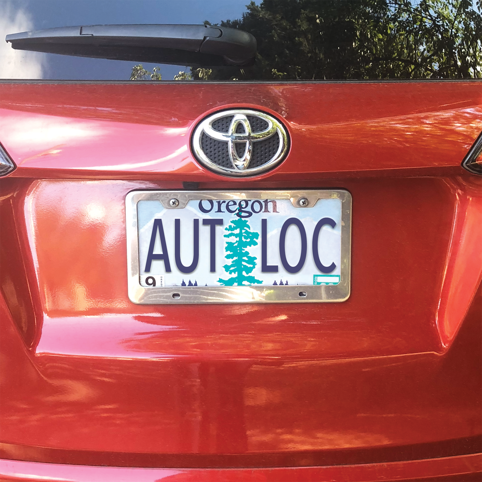 License Plate Frame installed on the Rear of a Toyota RAV4