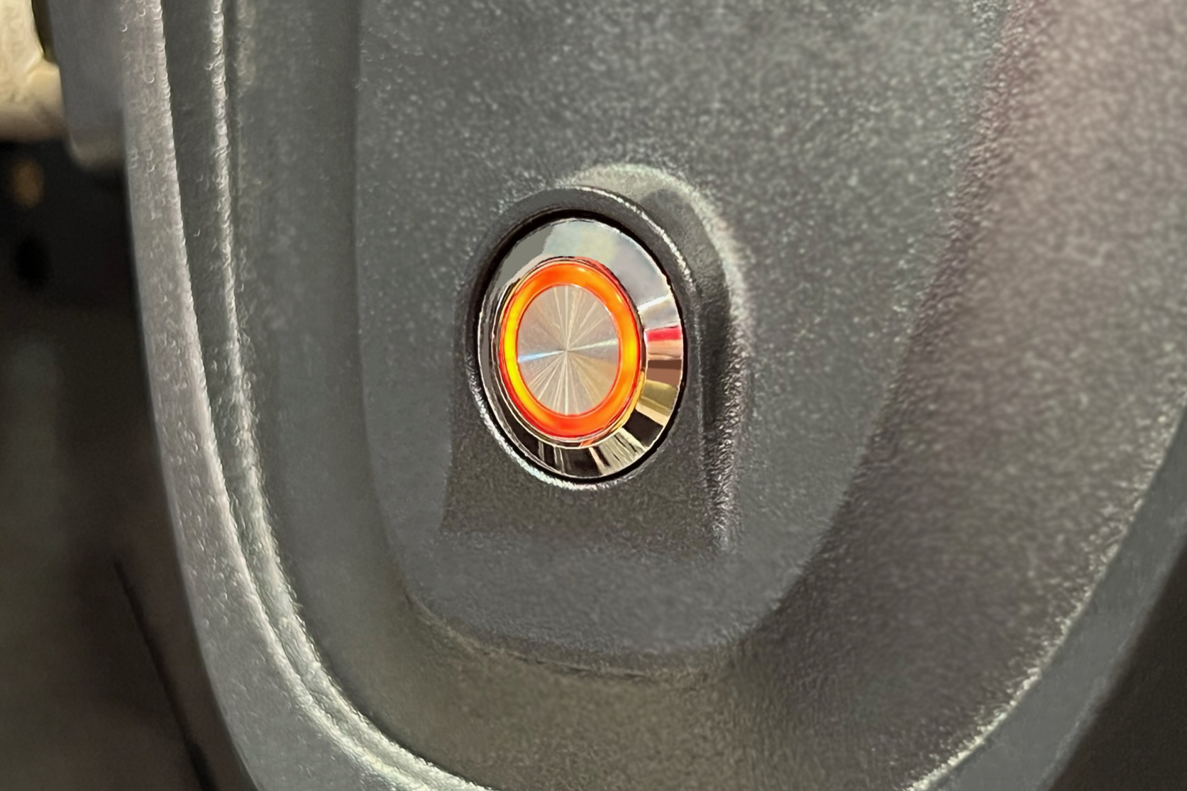Silver Billet Button with Orange Illumination Installed