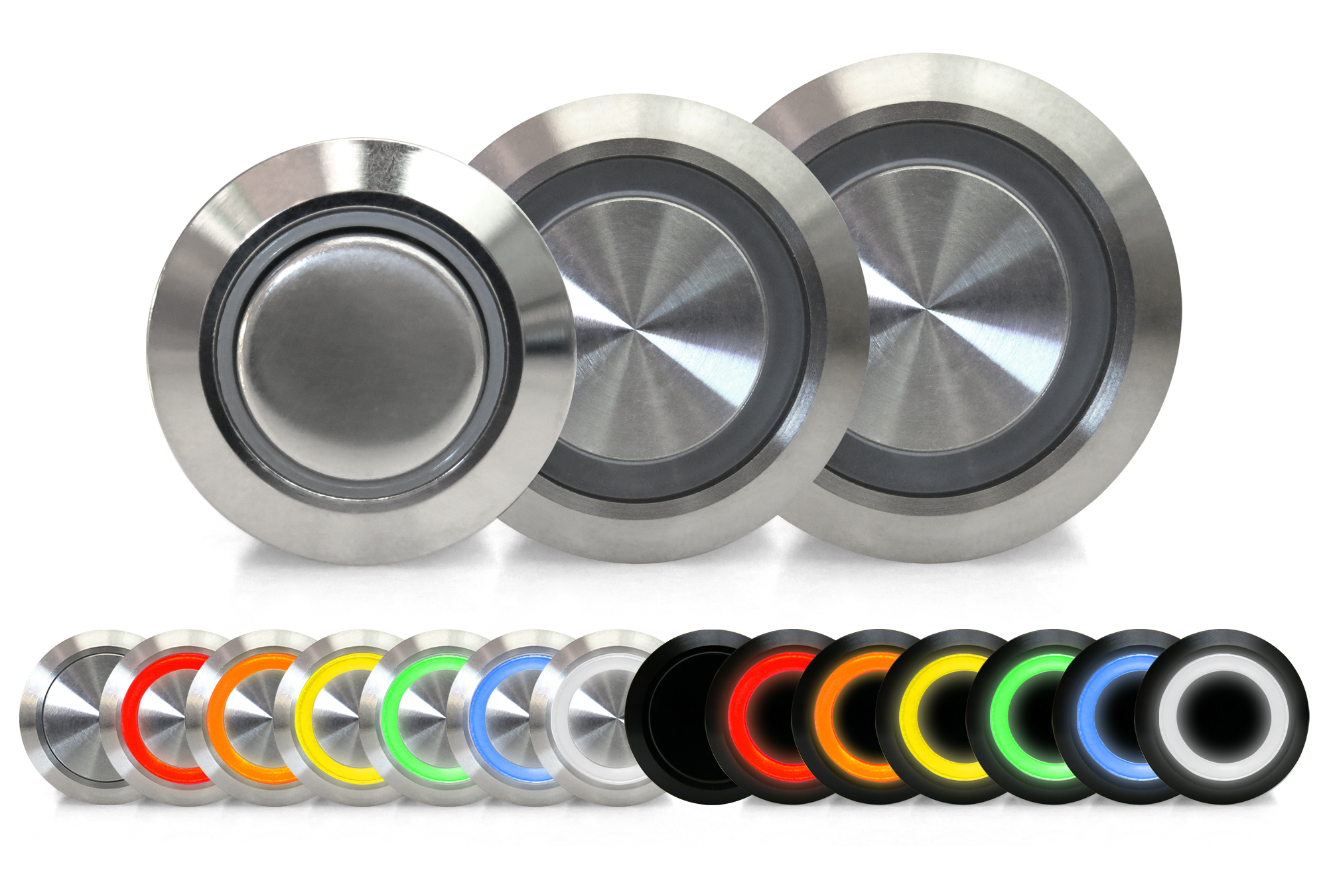 Billet Buttons in Silver and Black with Illumination Colors