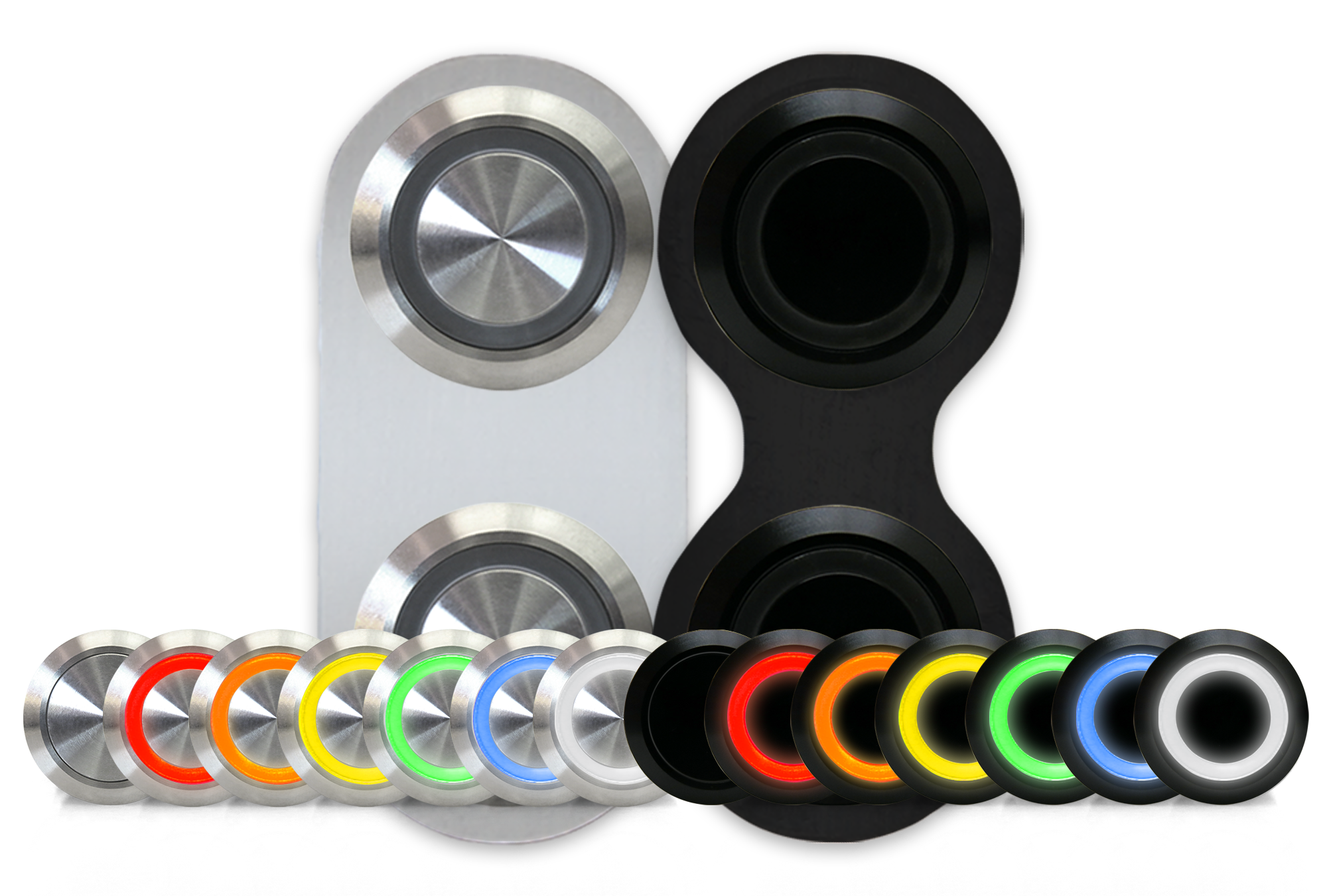 Billet Switches in Silver and Black with Illumination Colors
