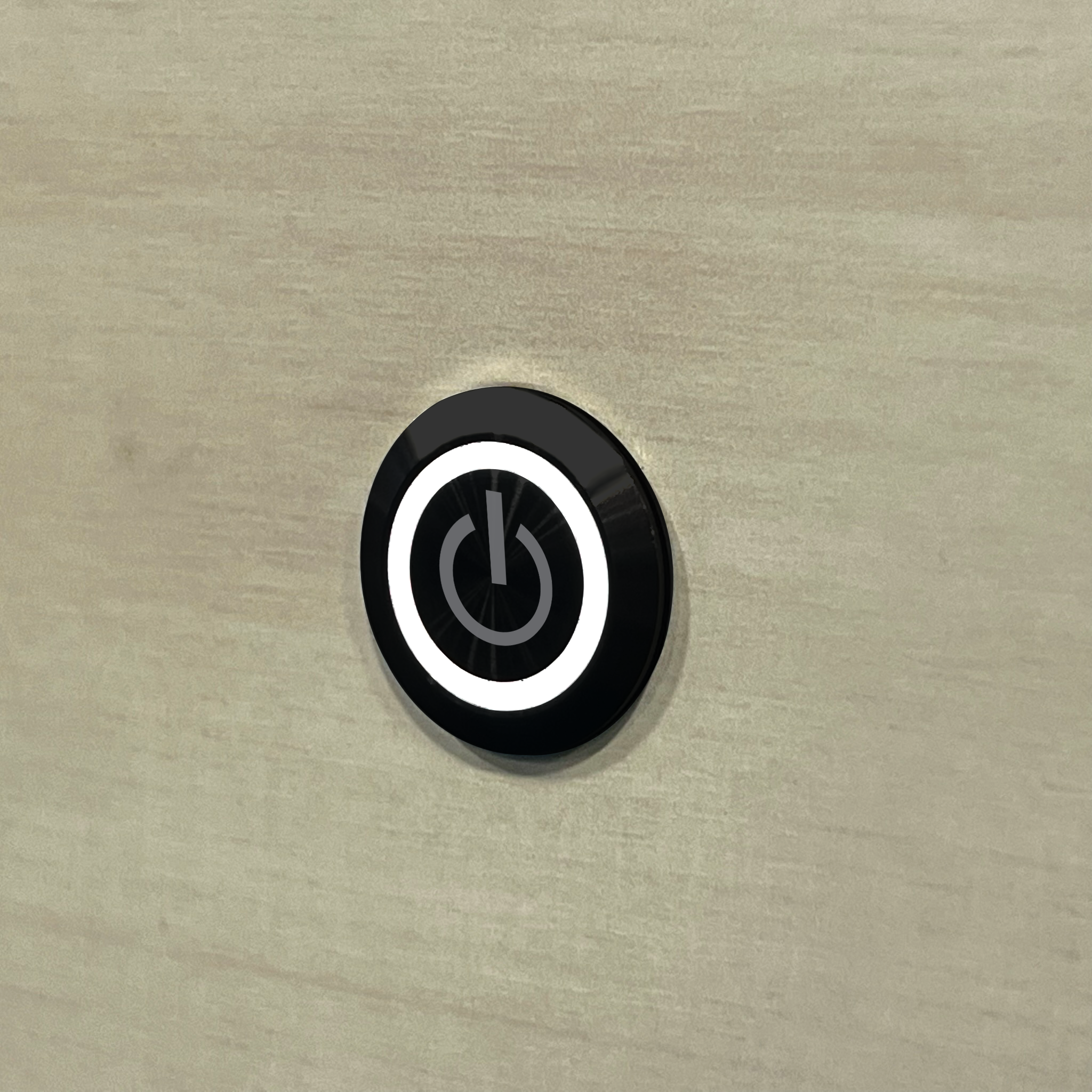 Black Power Button with White Illumination Installed