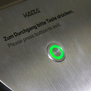 Silver Billet Button with Green Illumination Installed Please Press Button to Exit