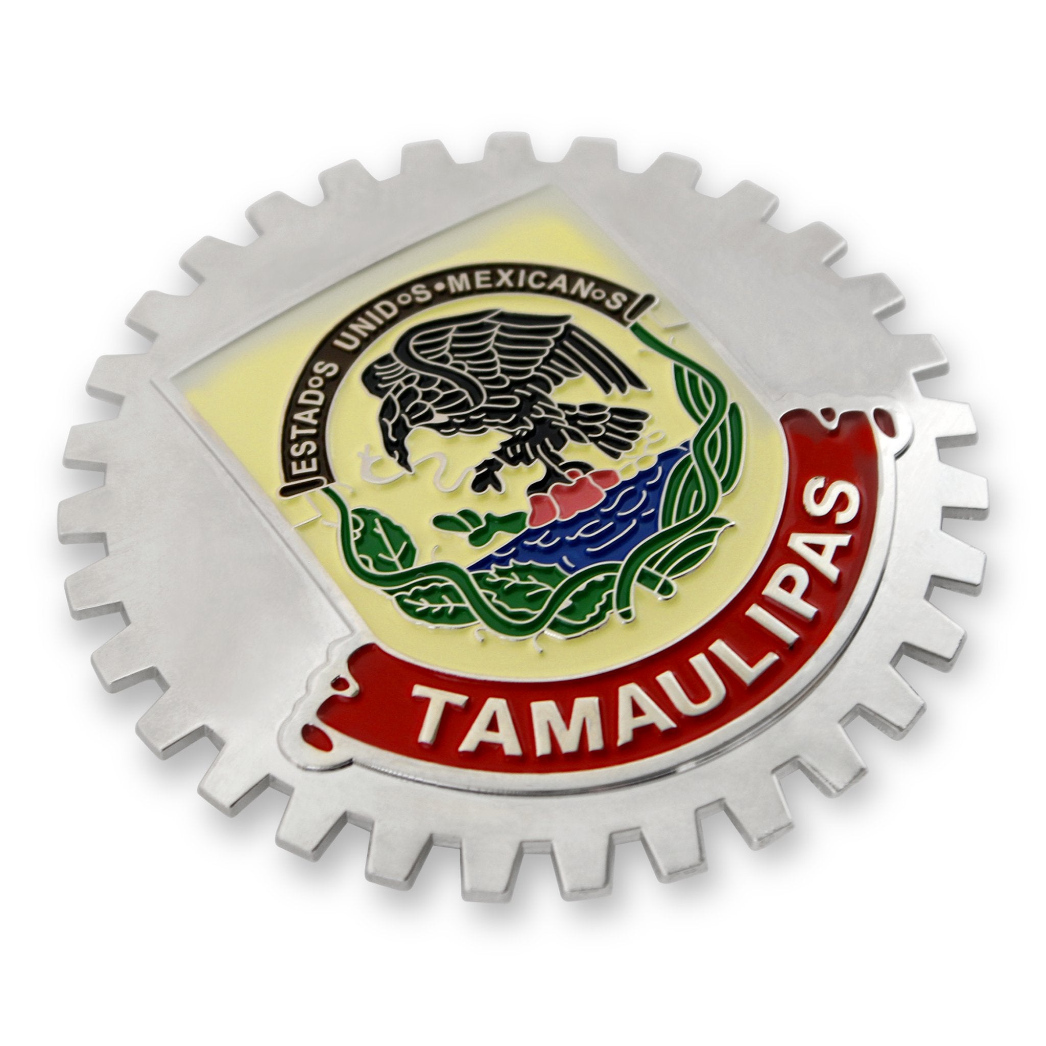 Insignia cromada para parrilla de coche, camión, SUV, Tamaulipas, México, emblema de Metal, medallón de bandera