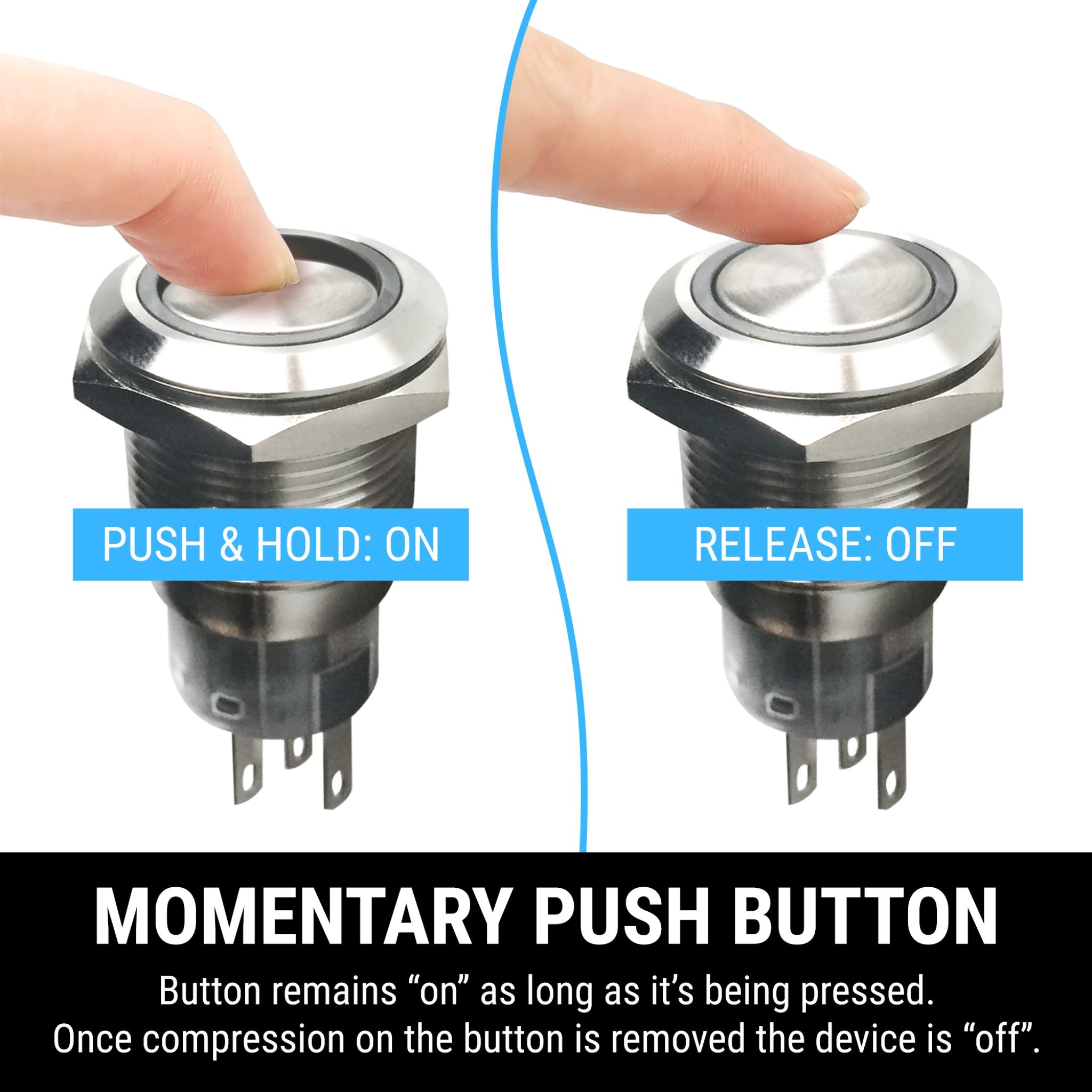 Interruptor de botón momentáneo de palanquilla de 12 V con cúpula de 12 mm 2 A 6-36 V IP66