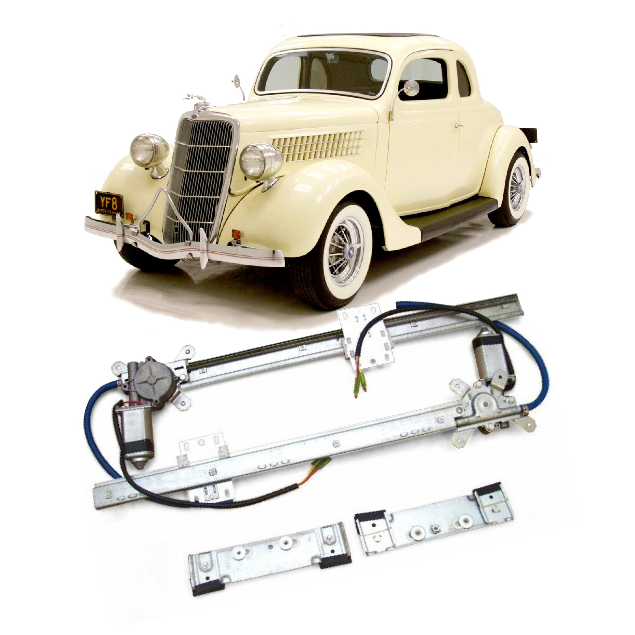 12V Power Window Kit for 1935 Ford Model 48 Coupe Club Standard Deluxe 3-window