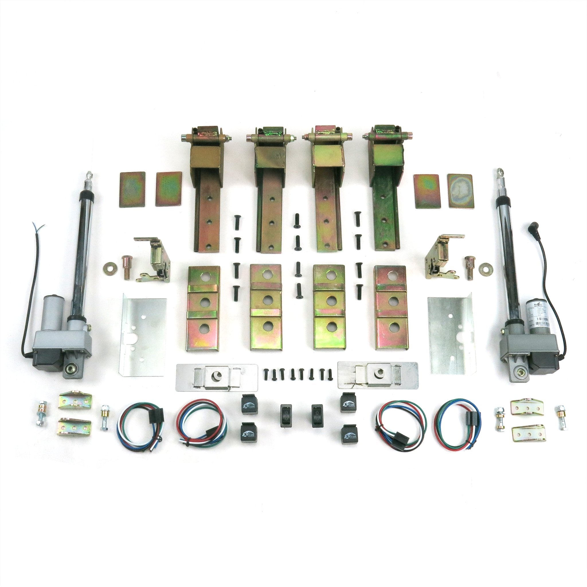 2 Door Automated Power Suicide Hidden Hinge Kit w/ Latches 12V Motor & Switches