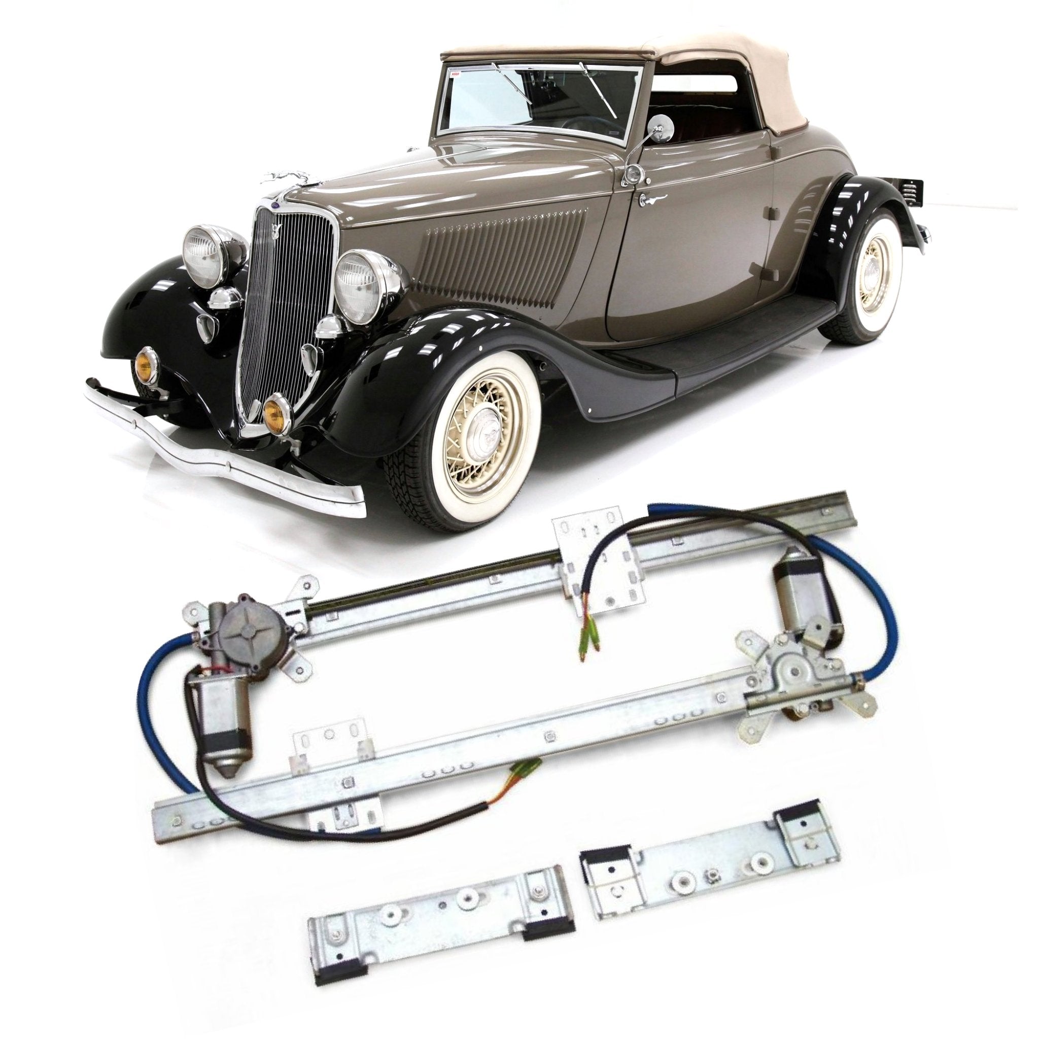 Autoloc Flat Glass 12V Power Window Conversion Kit for 1933 Model 40 Cabriolet