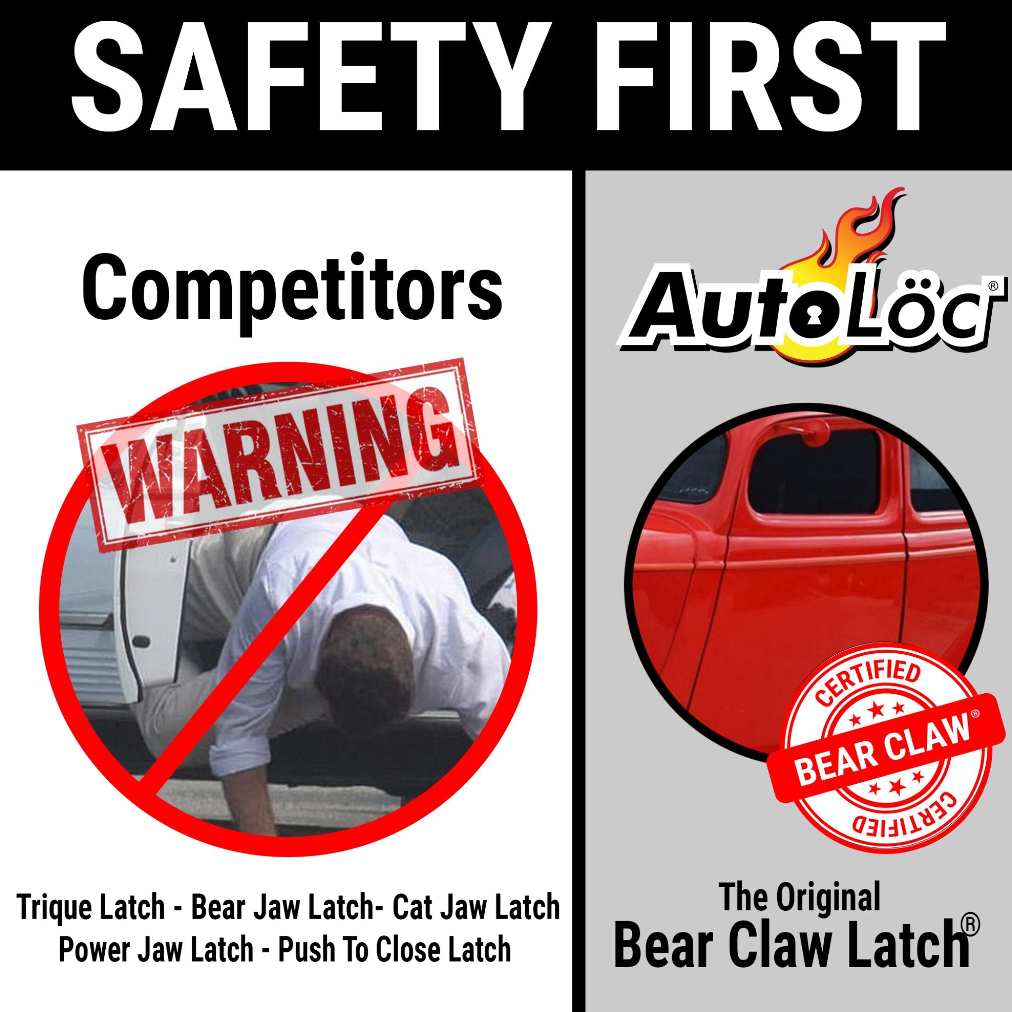 Large Bear Claw Car Door Locking Latch Set Install Kit Mounting Plates Strikers
