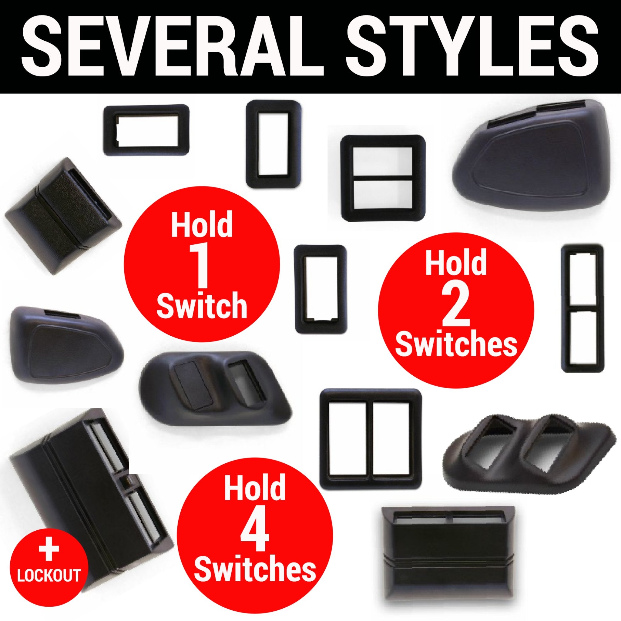 Doble 2 interruptores basculantes, caja negra, Panel biselado, cerraduras de ventanillas eléctricas para puerta del conductor del coche