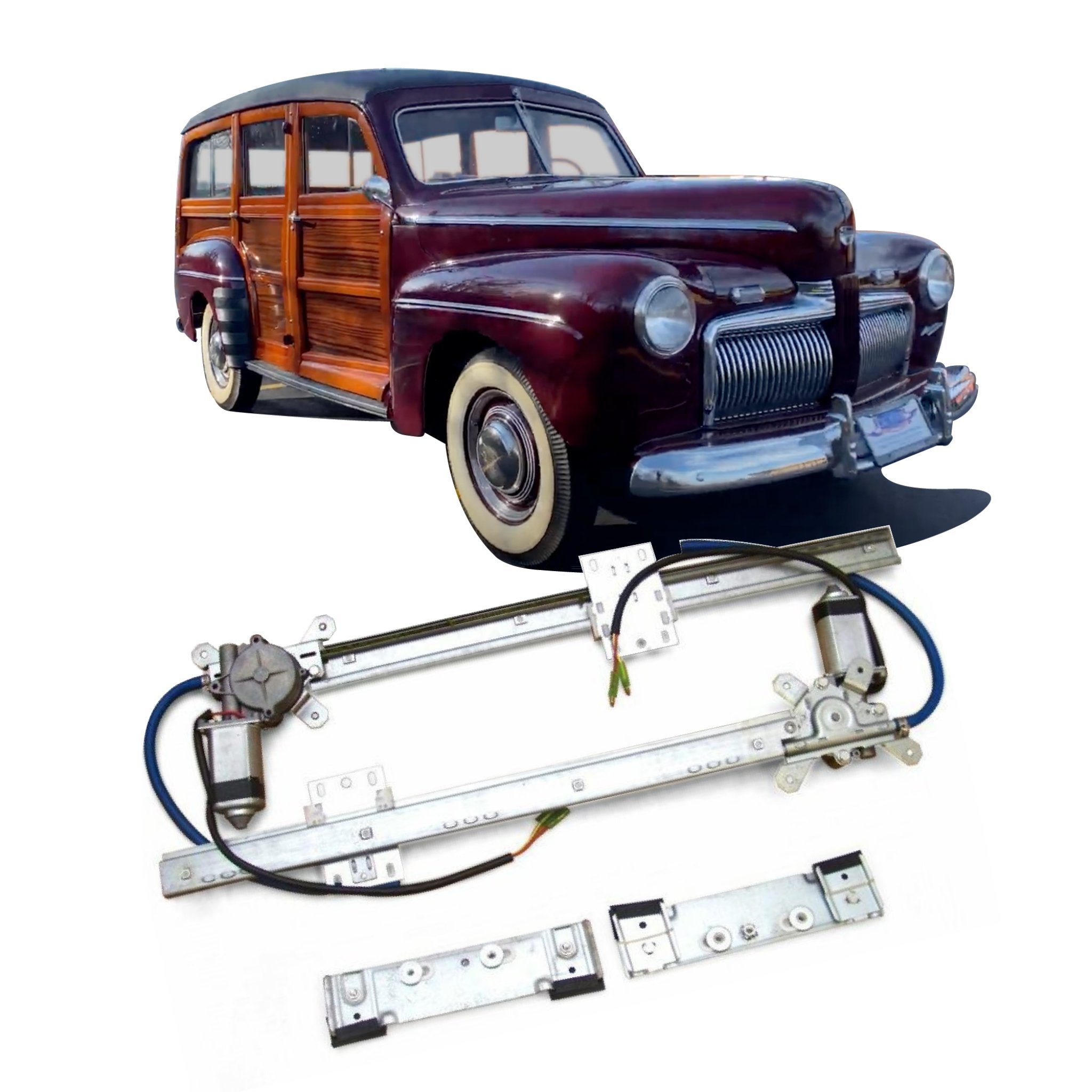 12V Power Window Kit for 1942 Ford Station Wagon Standard Deluxe Super Woody