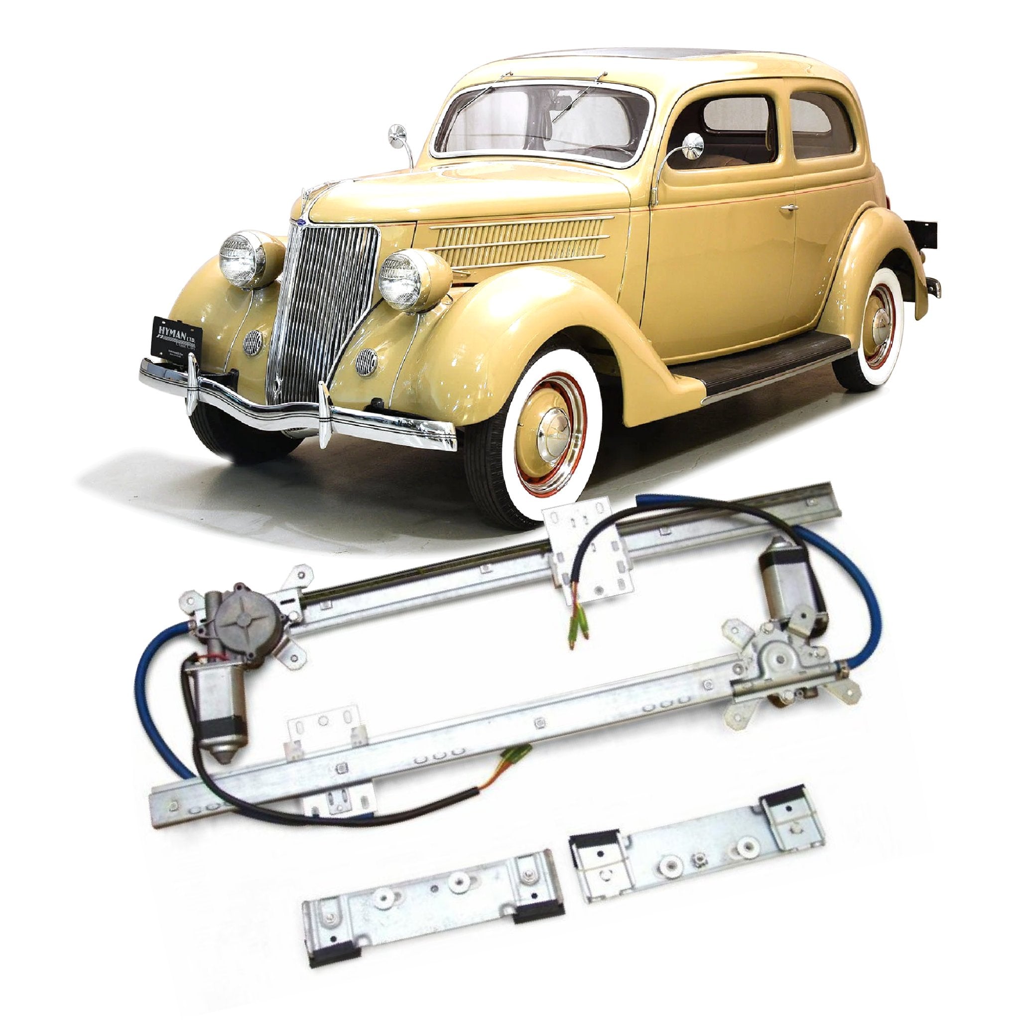 12V Power Window Kit for 1936 Ford Model 48 Sedan Standard Deluxe Tudor Fordor