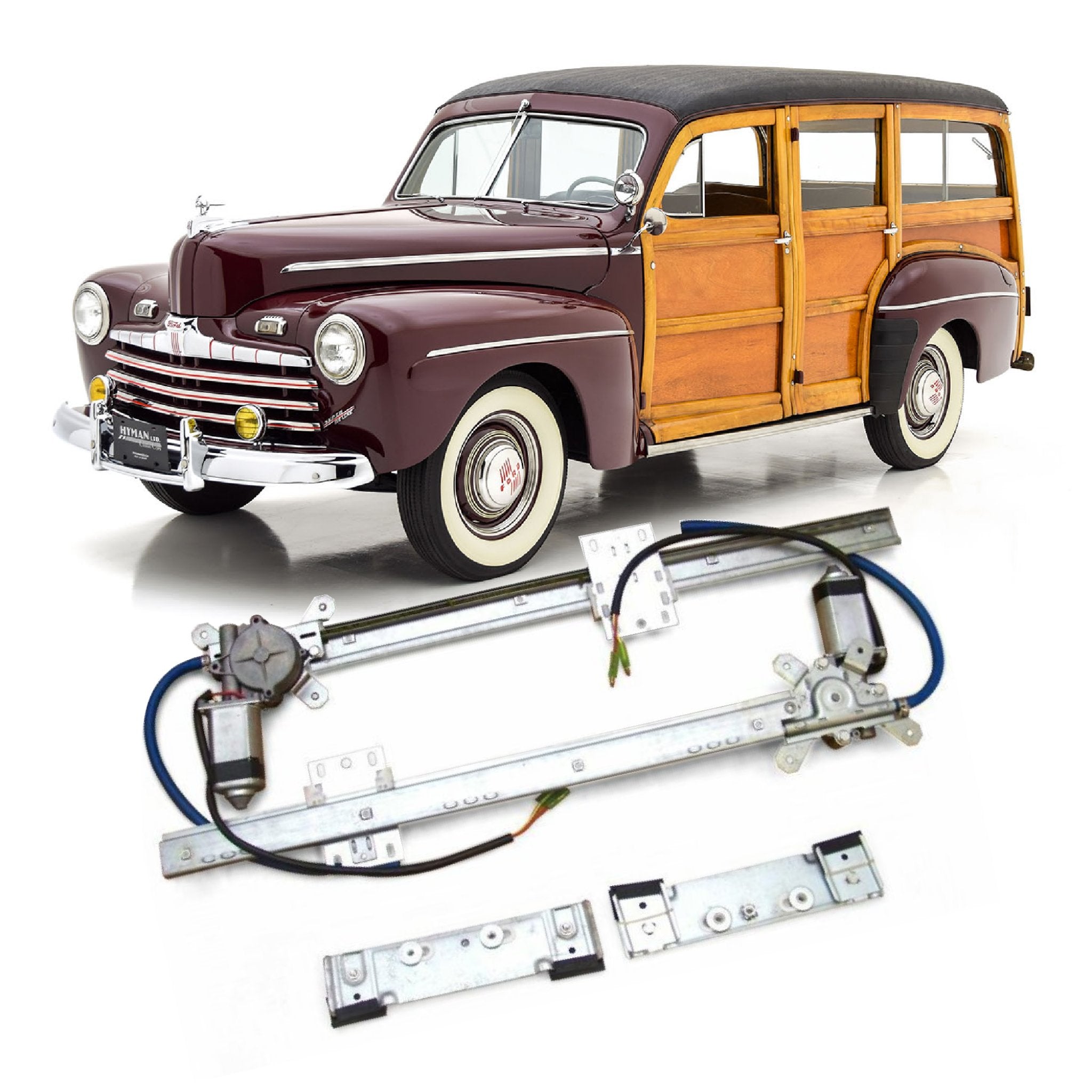 12V Power Window Kit for 1946 Ford Station Wagon Standard Deluxe Super Woody