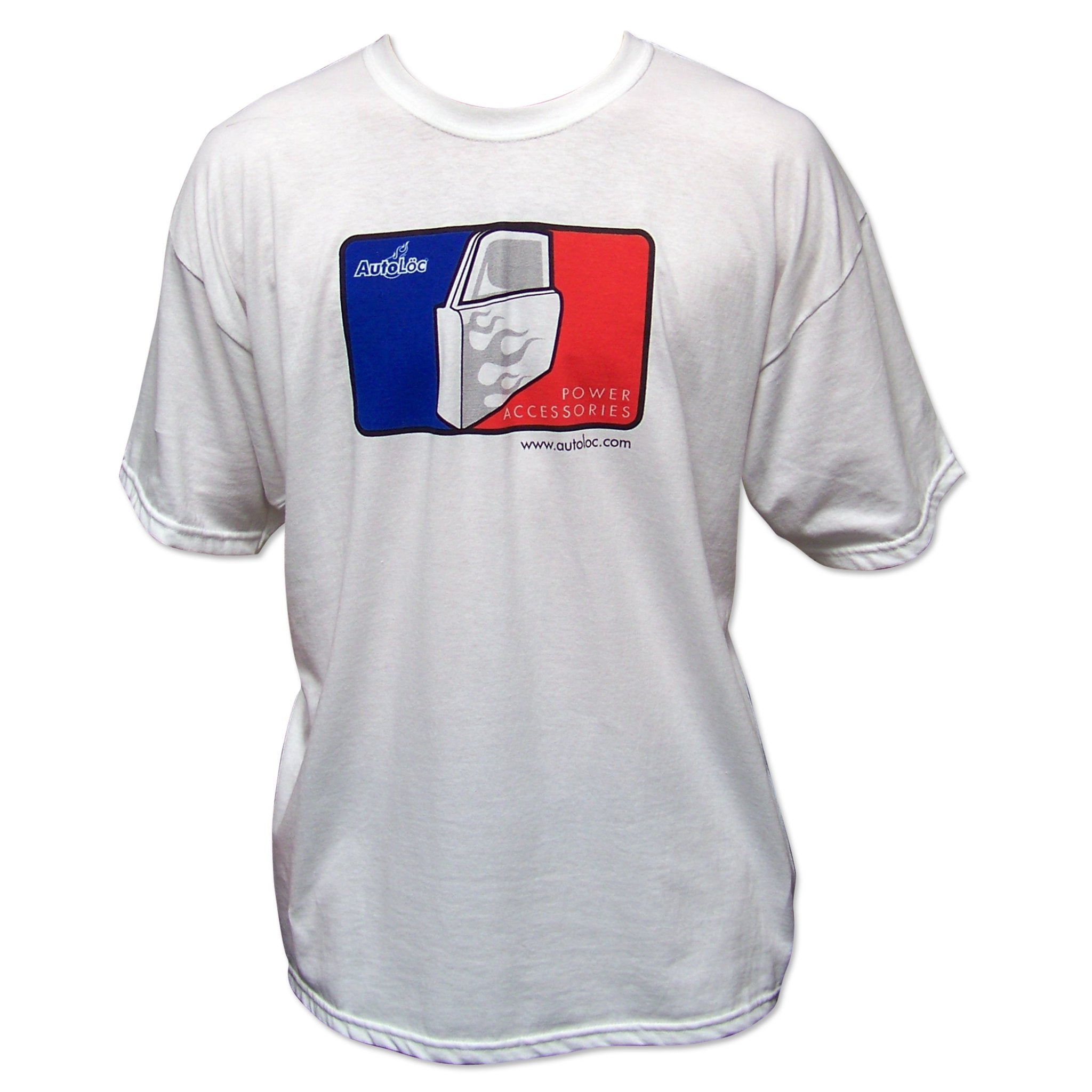 Camiseta de algodón de manga corta de la Liga Mayor de Béisbol AutoLoc personalizada para adultos blanca XL