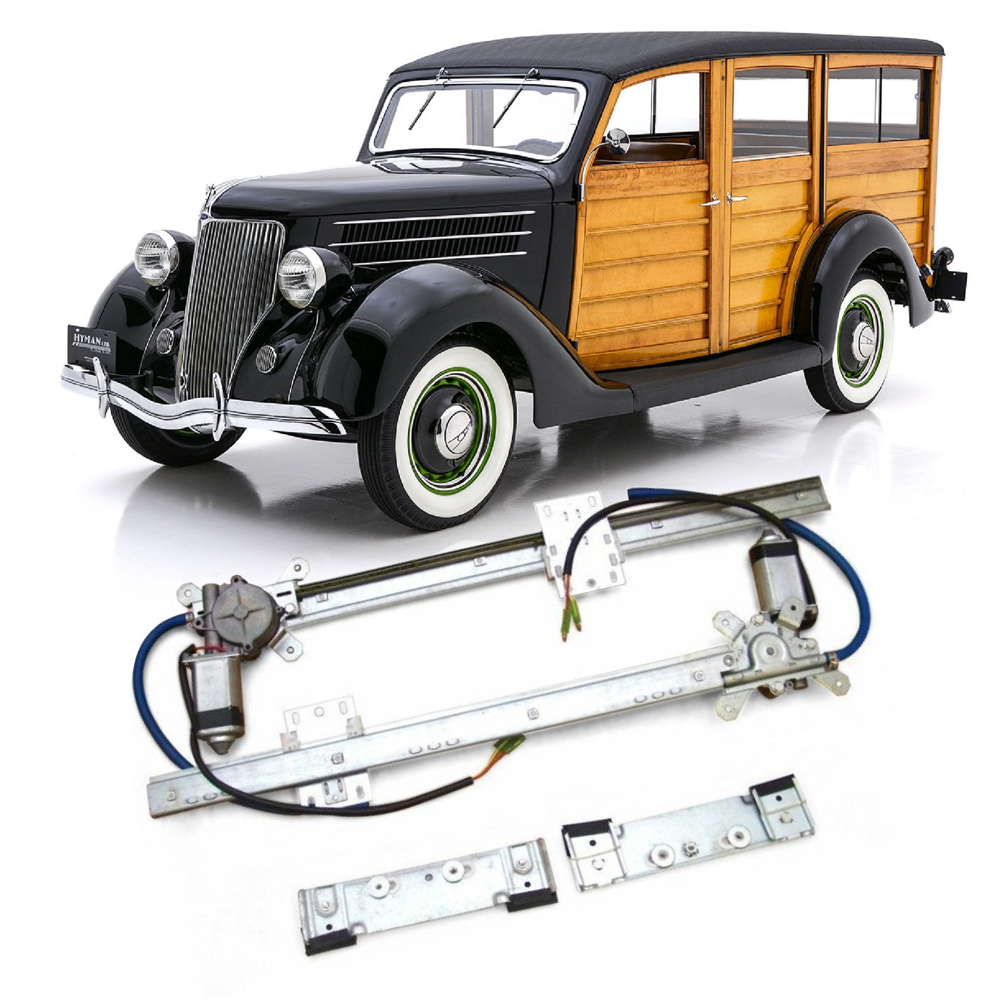 12V Power Window Kit for 1936 Ford Model 48 Station Wagon Standard Deluxe Woody