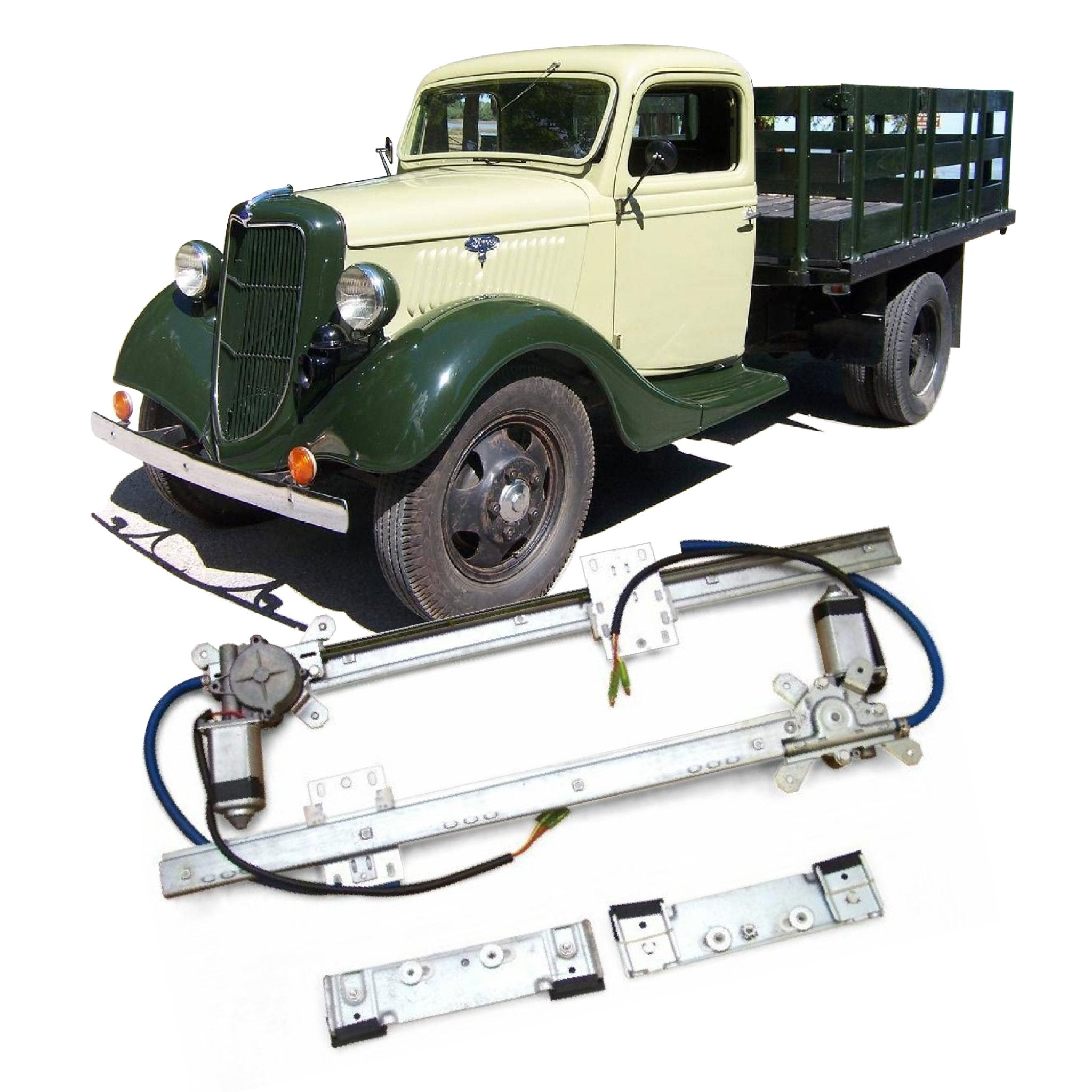 12V Power Window Conversion Kit for 1935 Ford Model 51 Pickup Panel Tow Truck