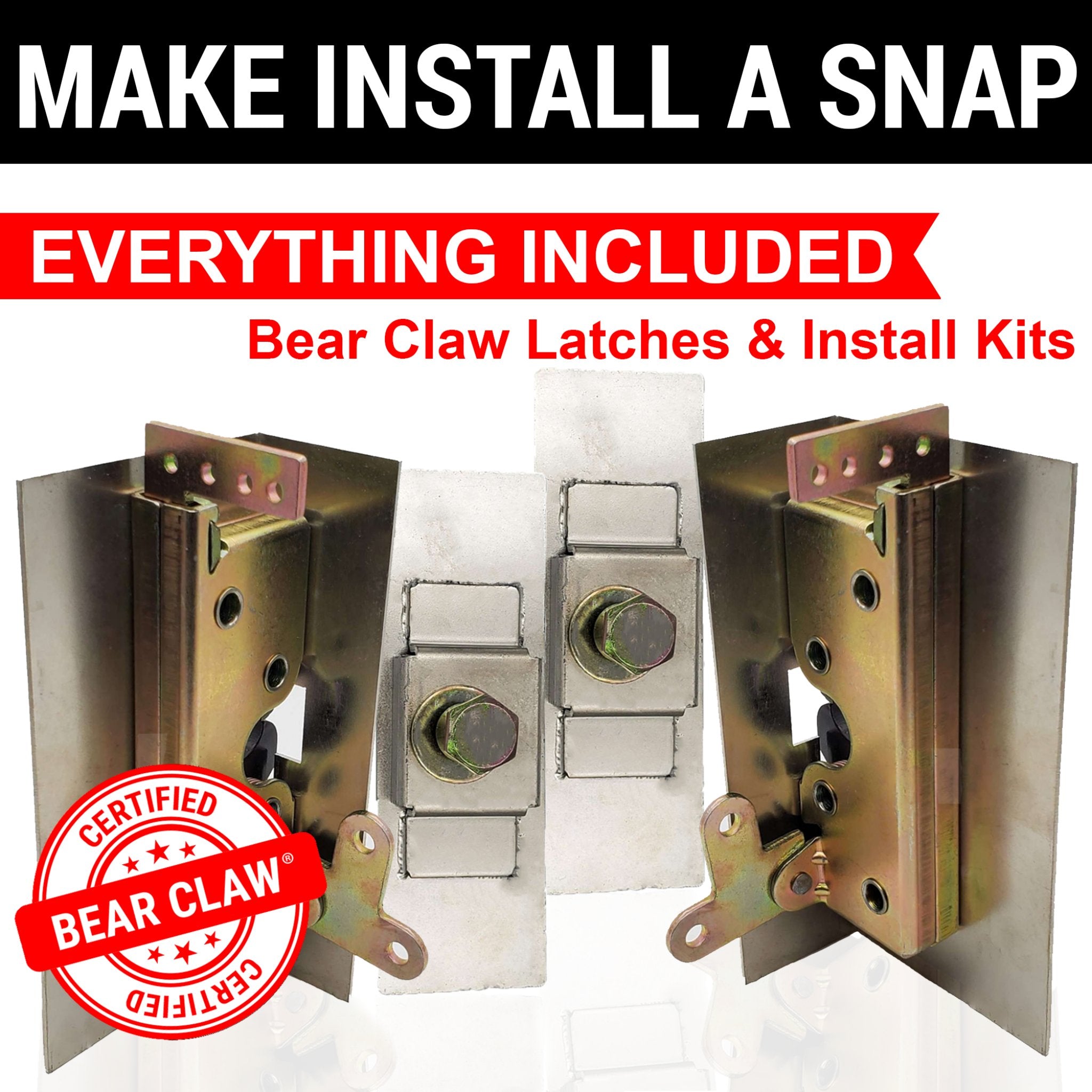 2 Door Heavy Duty Suicide Hidden Hinge Kit w/ Bear Claw Latches & Install Plates