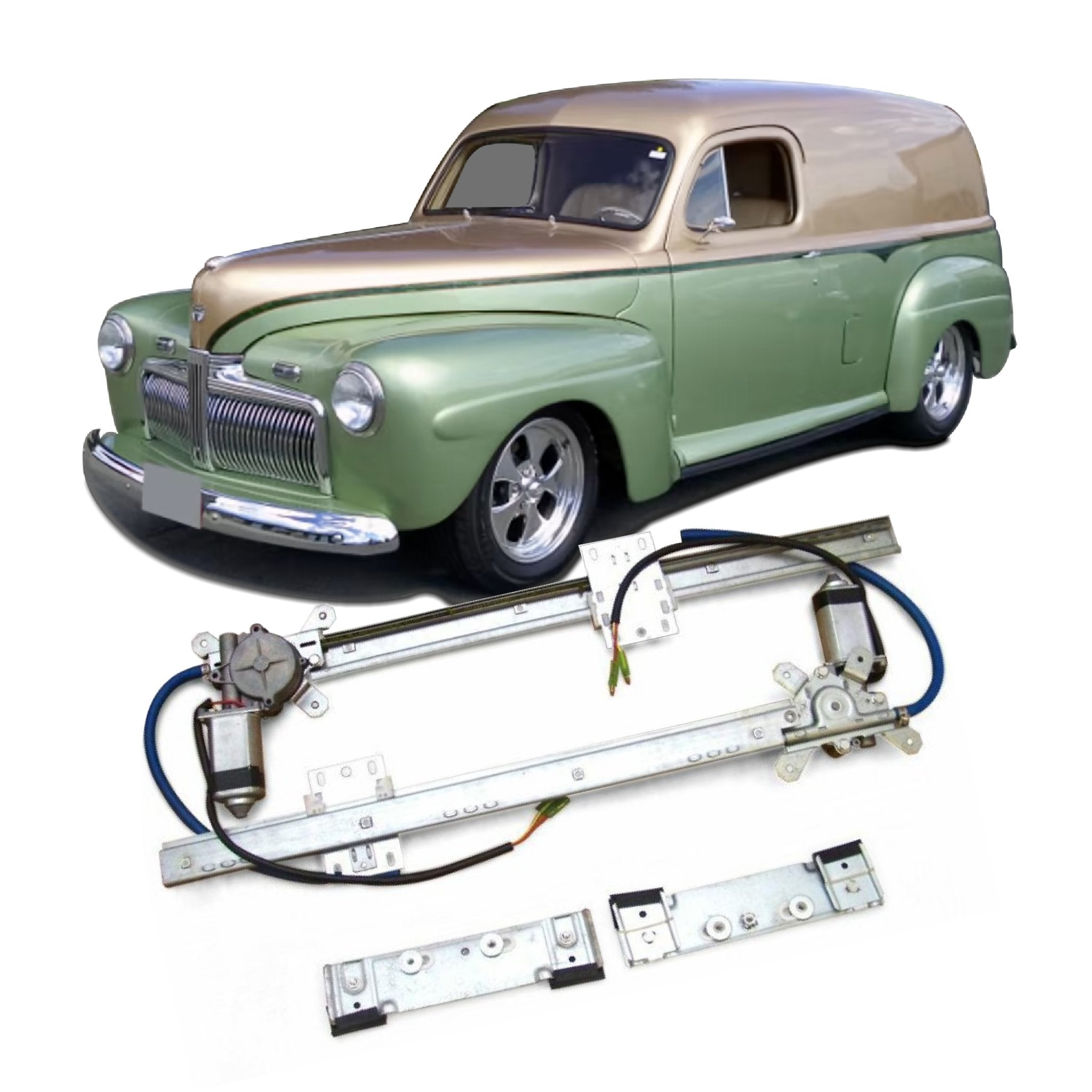 Autoloc 2 Door 12V Electric Power Window Conversion Kit for 1942 Ford Delivery