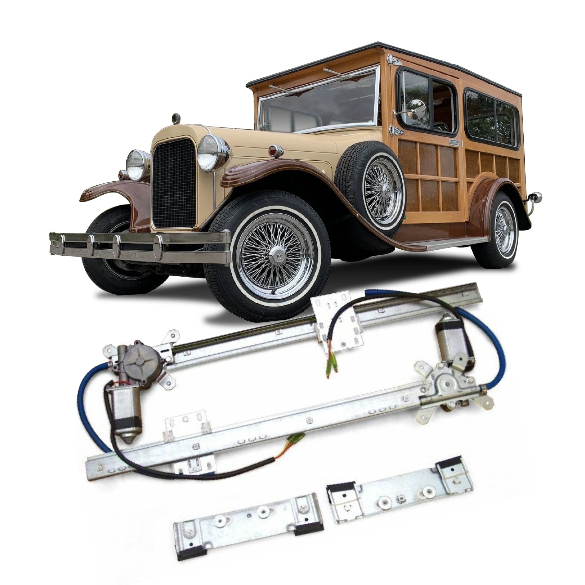 2 Door 12V Power Window Kit for 1940 Ford Station Wagon Standard Deluxe Woody