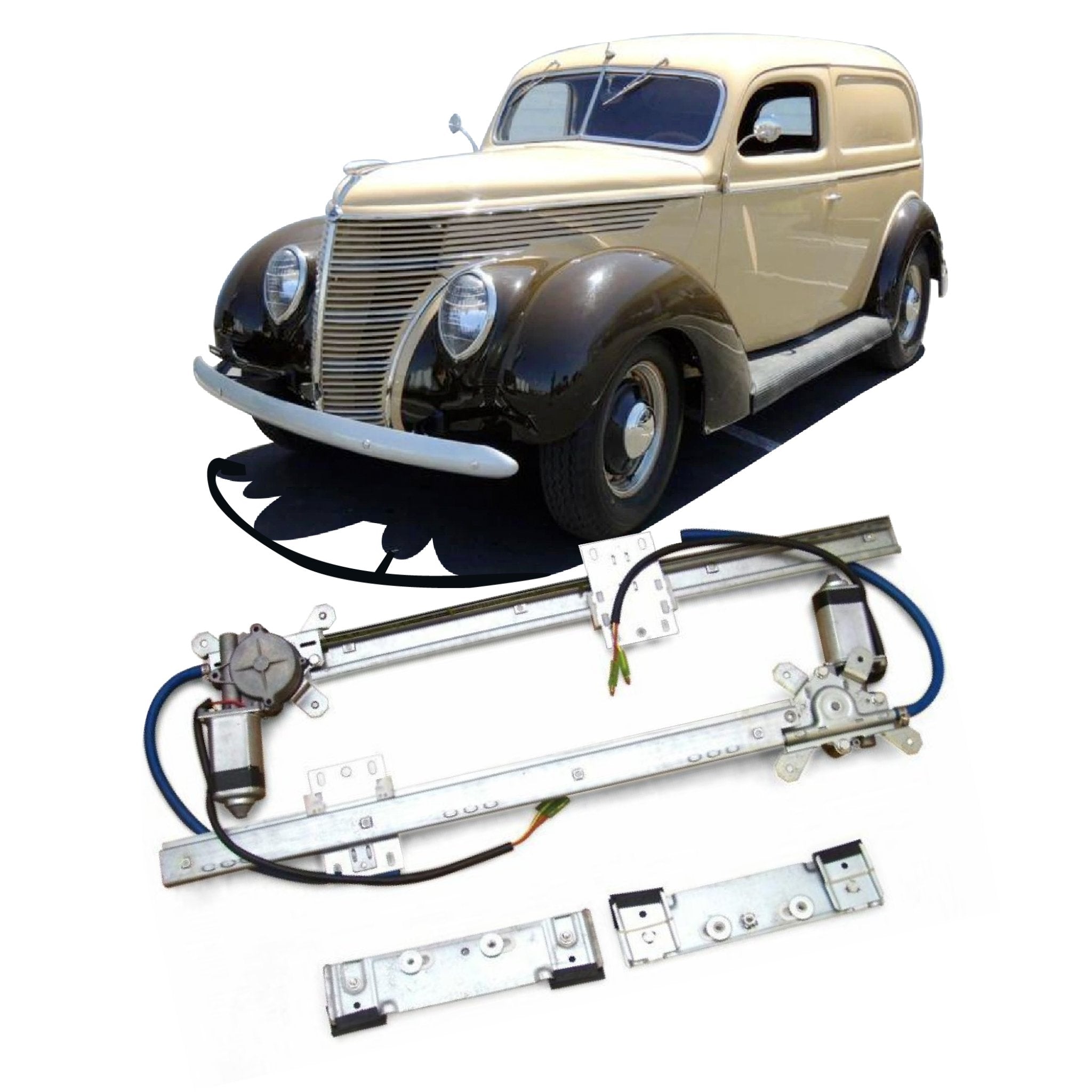 Autoloc 2 Door 12V Electric Power Window Conversion Kit for 1938 Ford Delivery