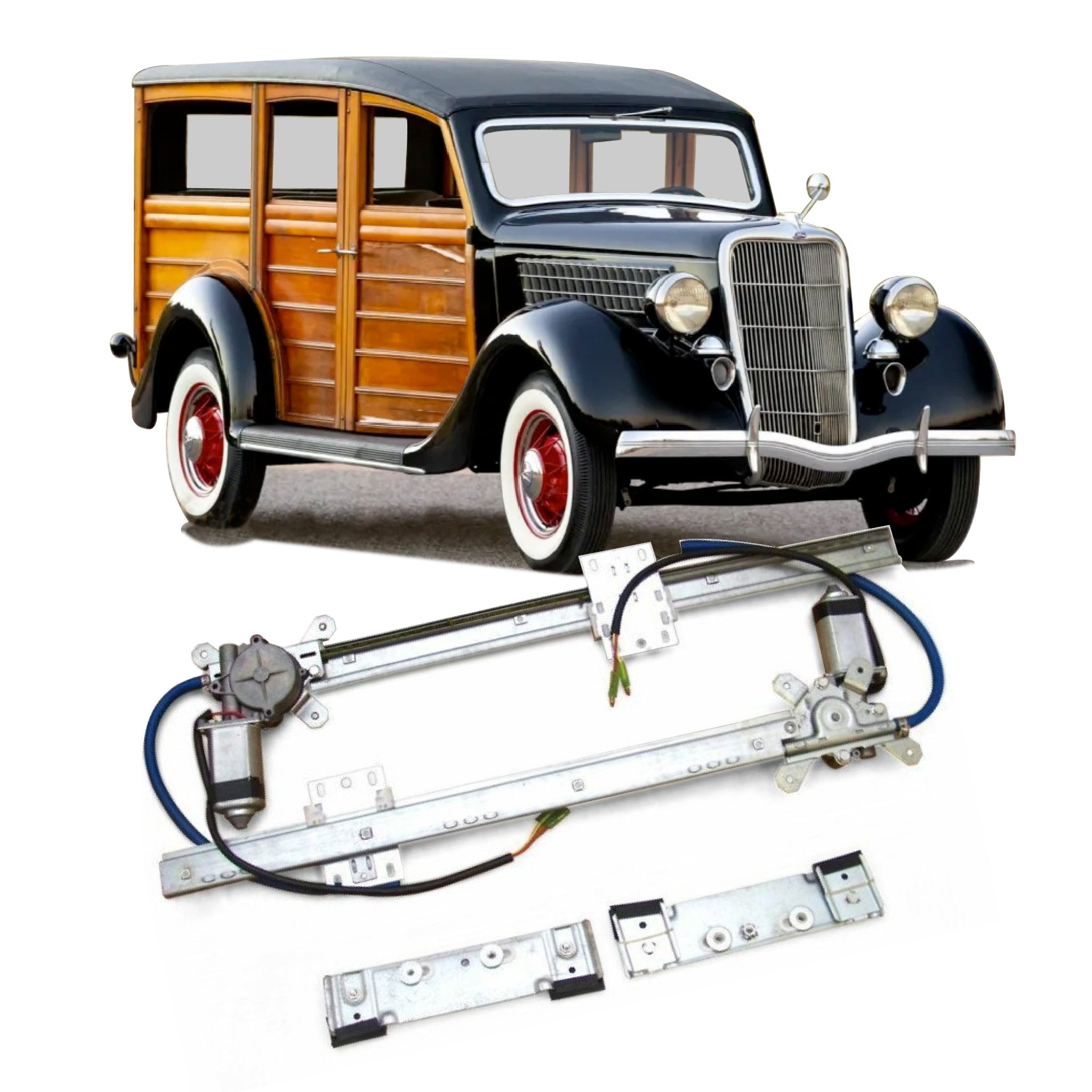 12V Power Window Kit for 1935 Ford Model 48 Station Wagon Standard Deluxe Woody