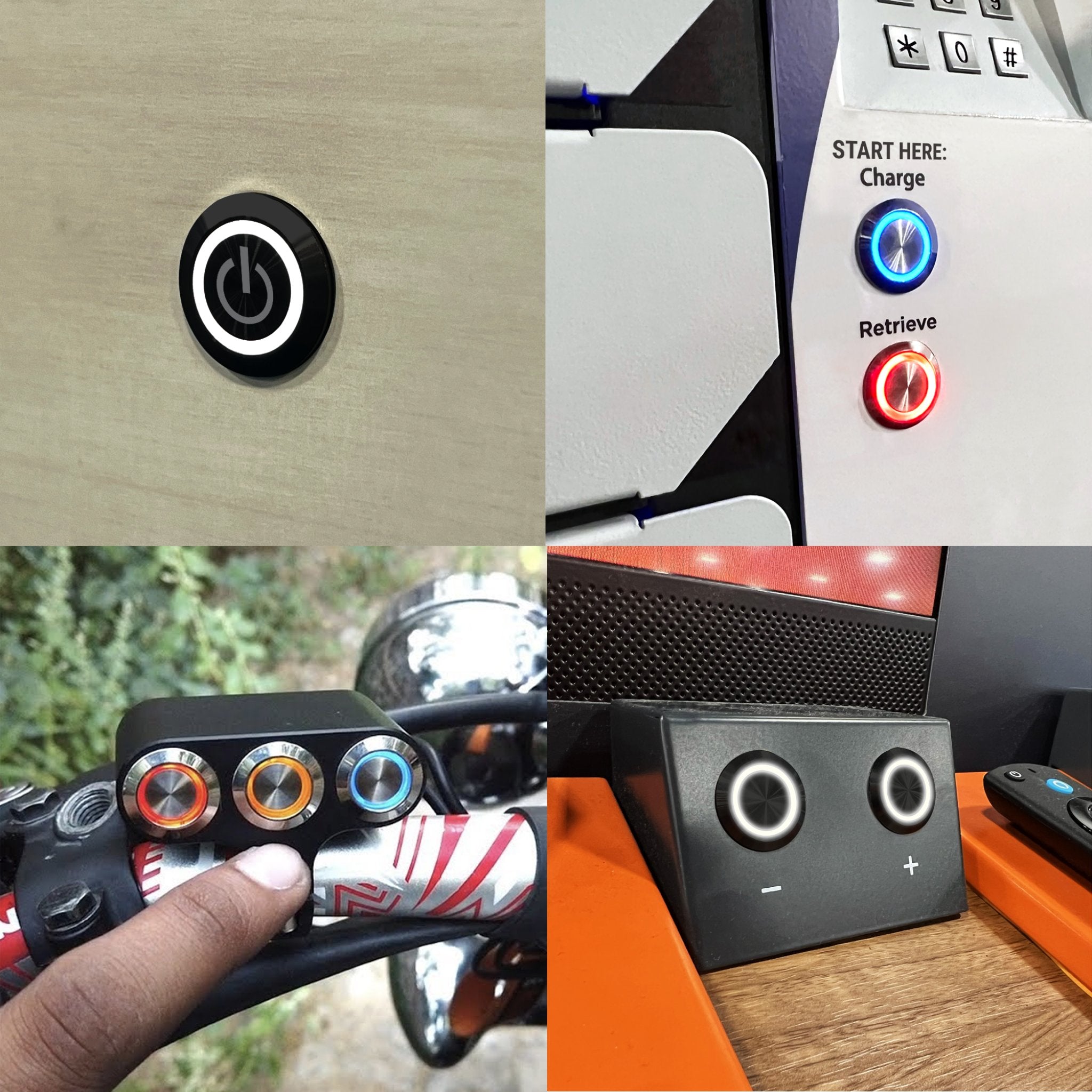 Black Anodized Metal Push Buttons