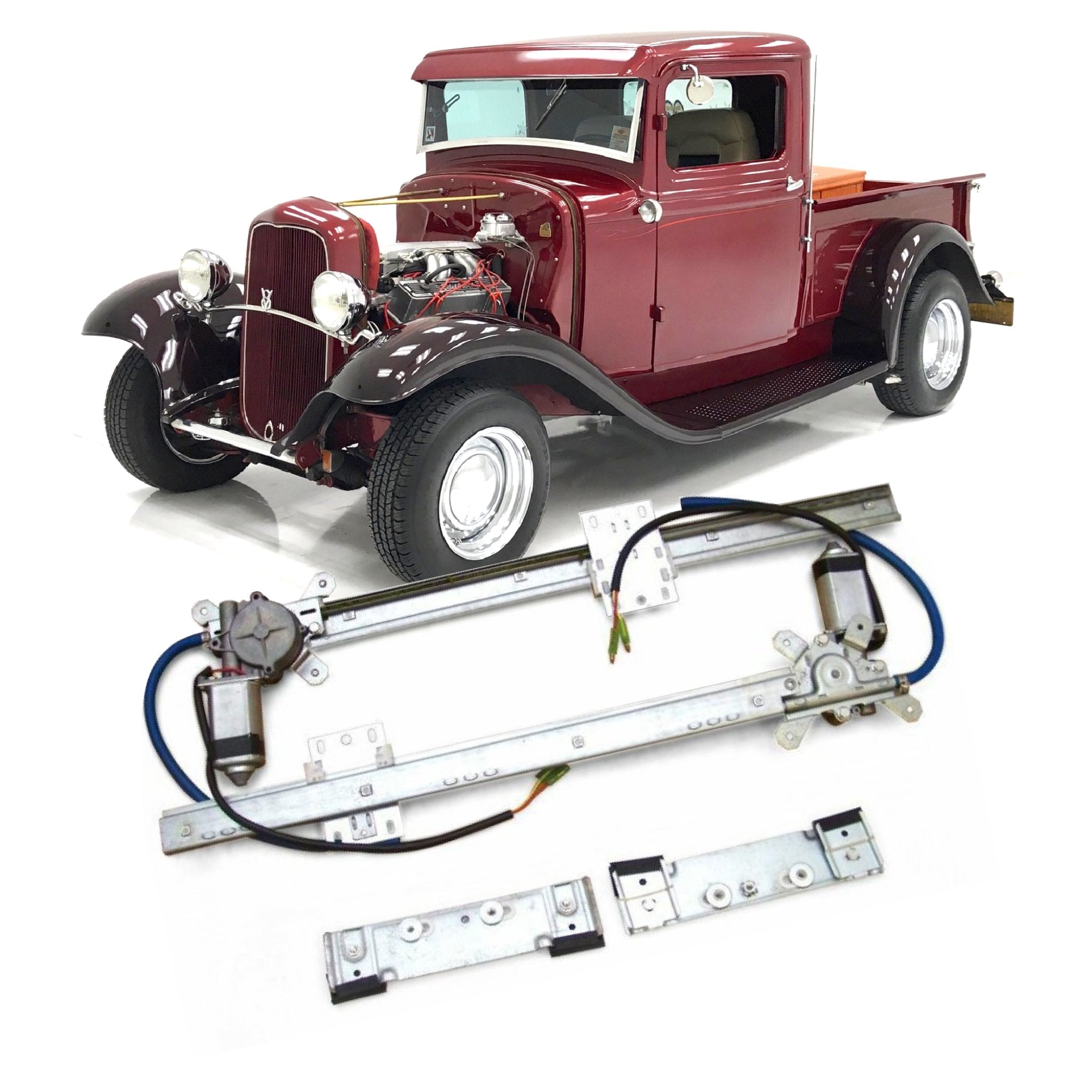 Autoloc Flat Glass 12V Power Window Conversion Kit for for 1934 Model 40 Pickup
