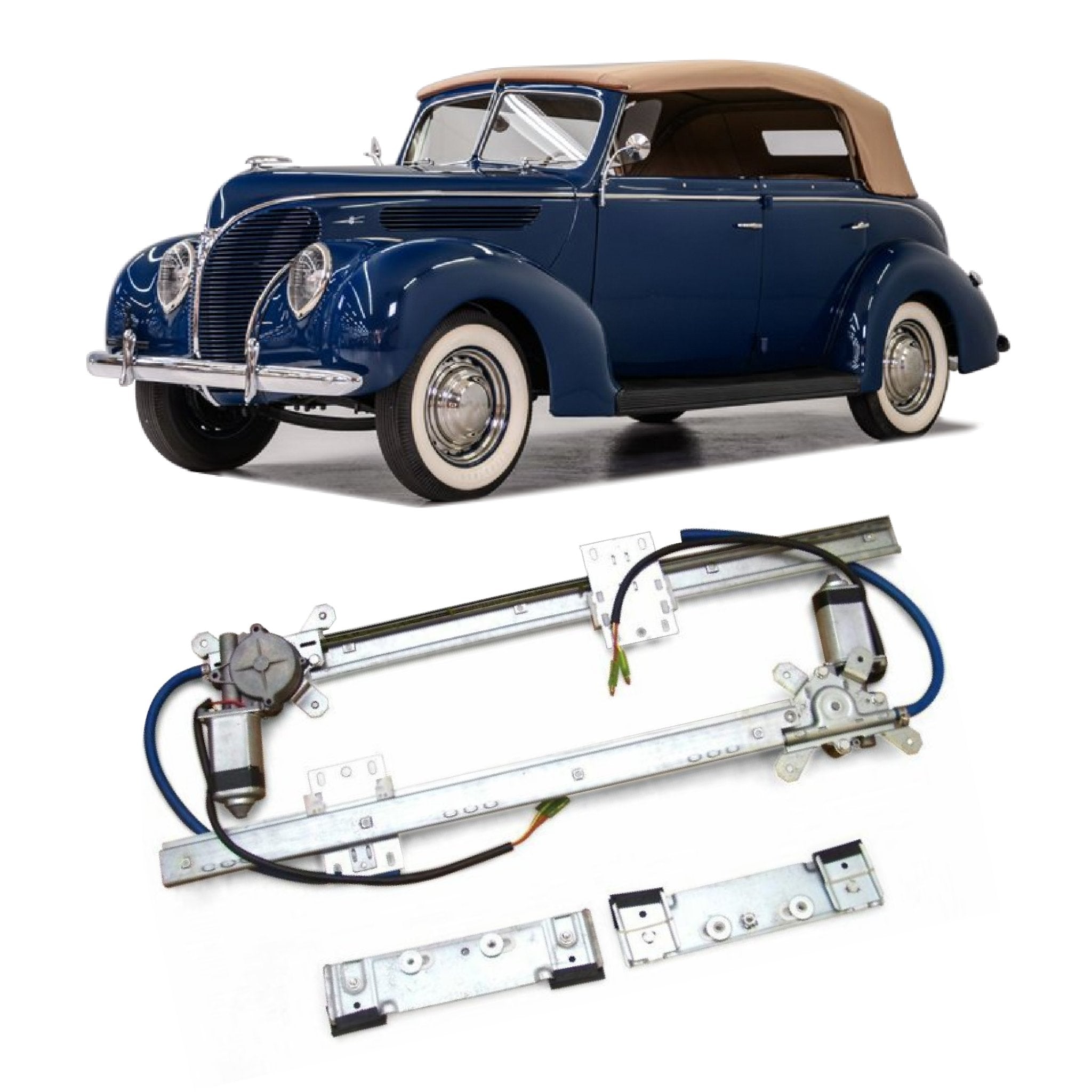 2 Door Flat Glass 12V Electric Power Window Conversion Kit for 1938 Ford Phaeton