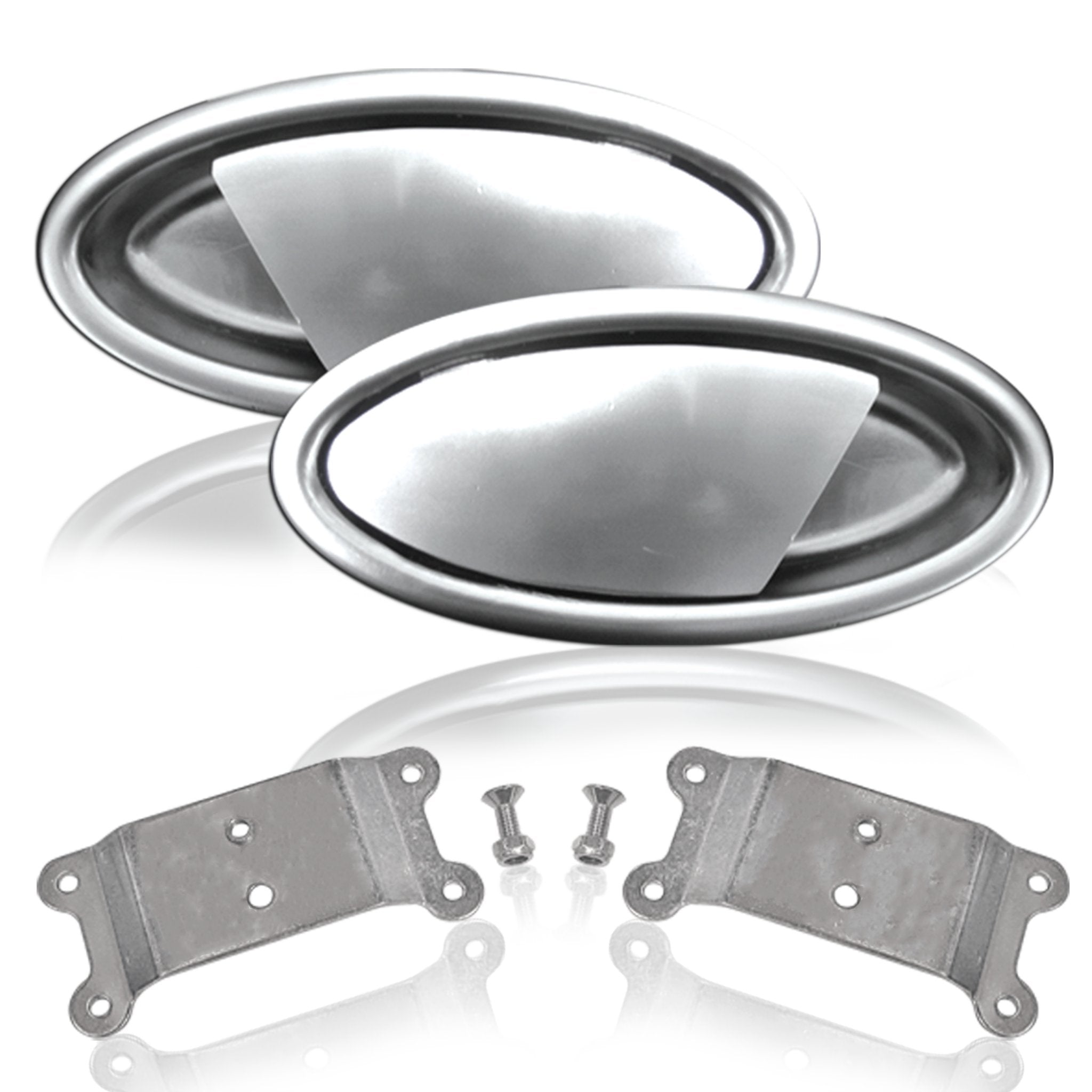 Billet Aluminum Oval Interior Recessed Car Door Handle Pocket Lever Set Pair