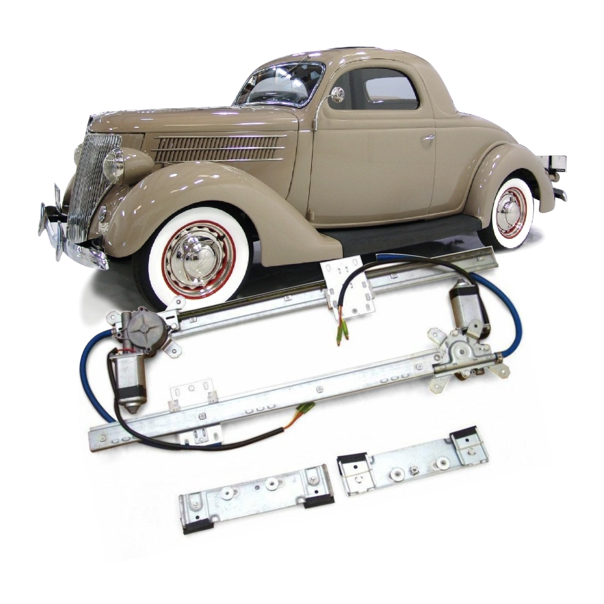 Power Window Kit for 1936 Ford Model 48 Coupe Club Standard Deluxe or 3-window