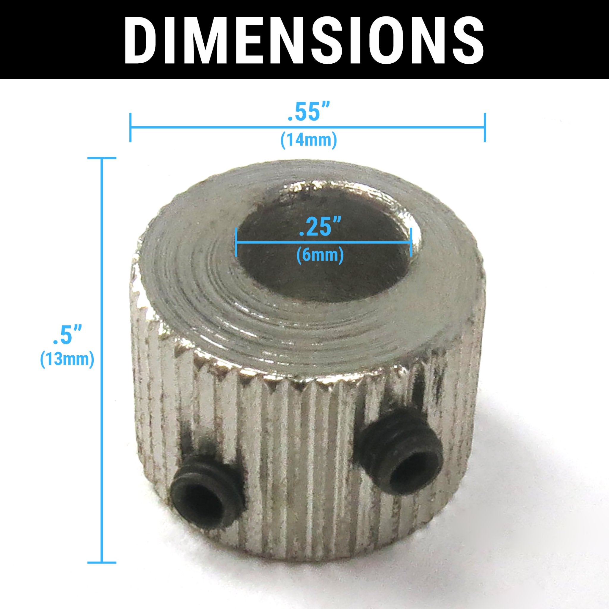 1/2” Windshield Wiper Motor Shaft Gearbox Cog Fine-Splined Knurled Pivot Adapter