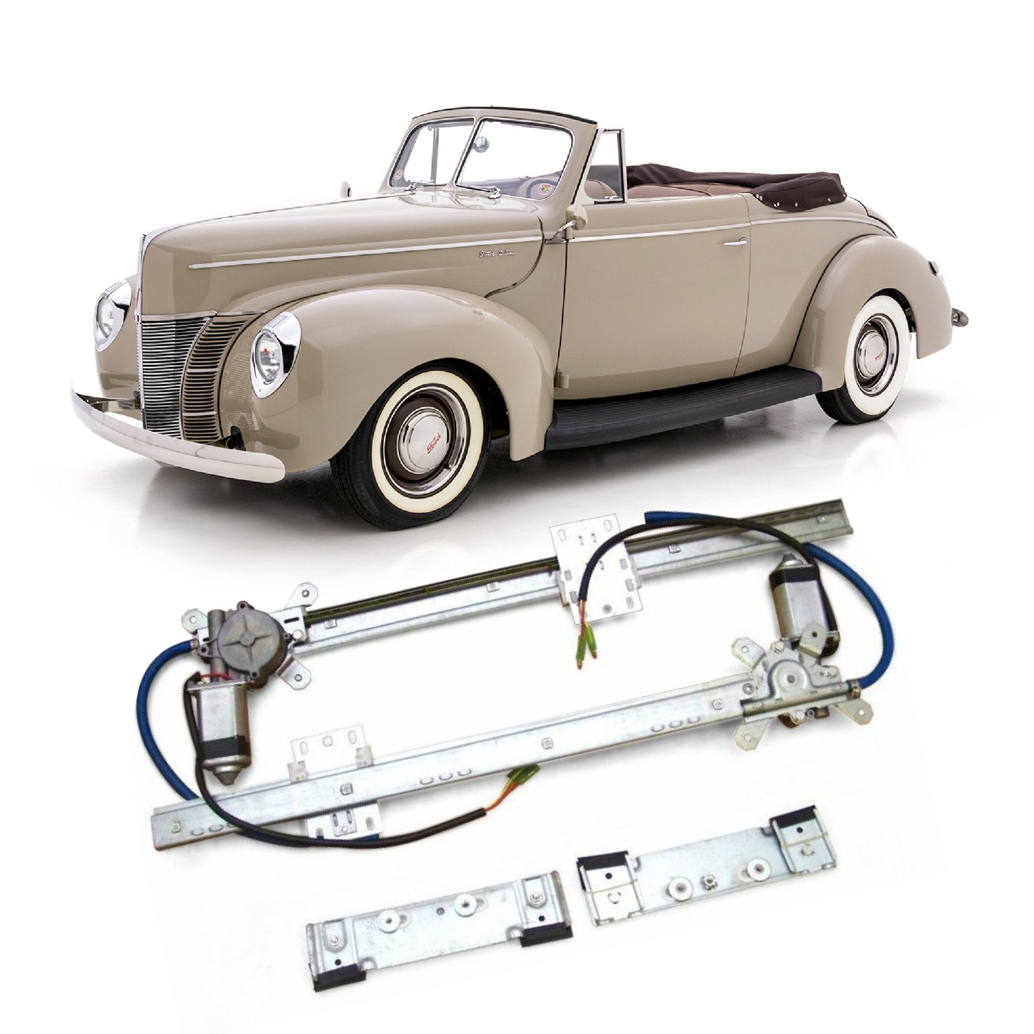 2 Door 12V Power Window Conversion Kit for 1940 Ford Coupe Club Standard Deluxe