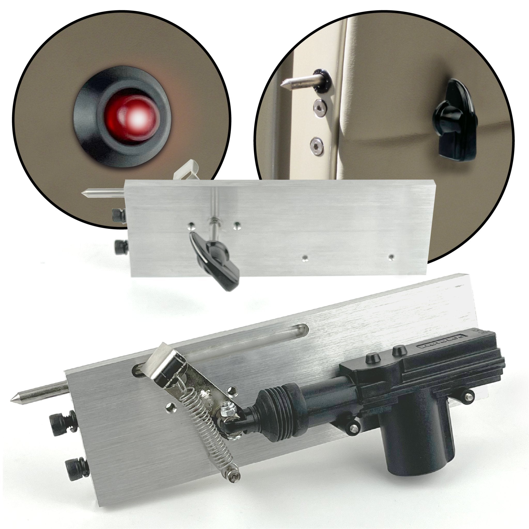 Kit de sistema de bloqueo muerto con pasador de seguridad para puerta suicida con alimentación de 12V con luz indicadora