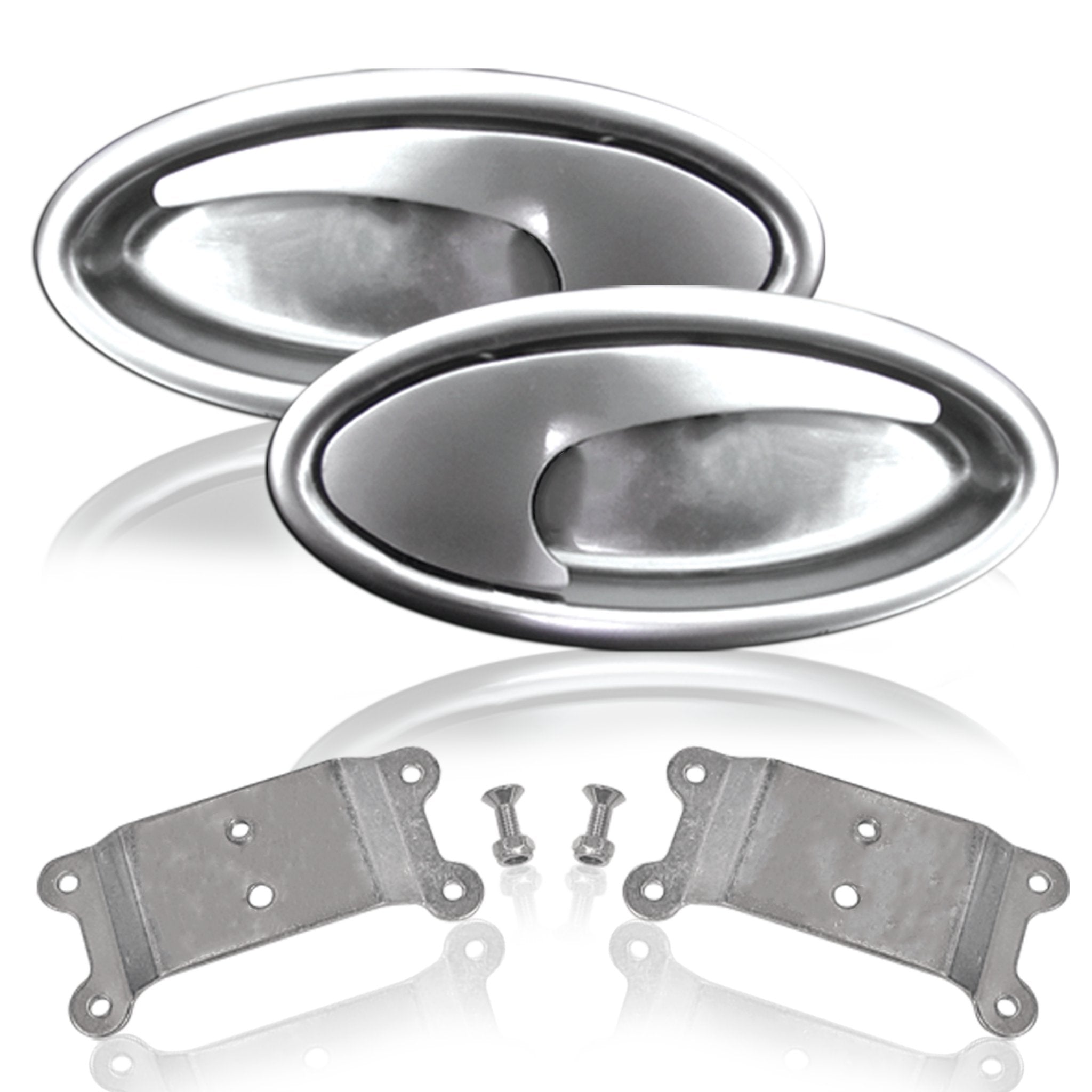 Billet Aluminum Oval Interior Recessed Swish Door Handle Pocket Lever Set Pair