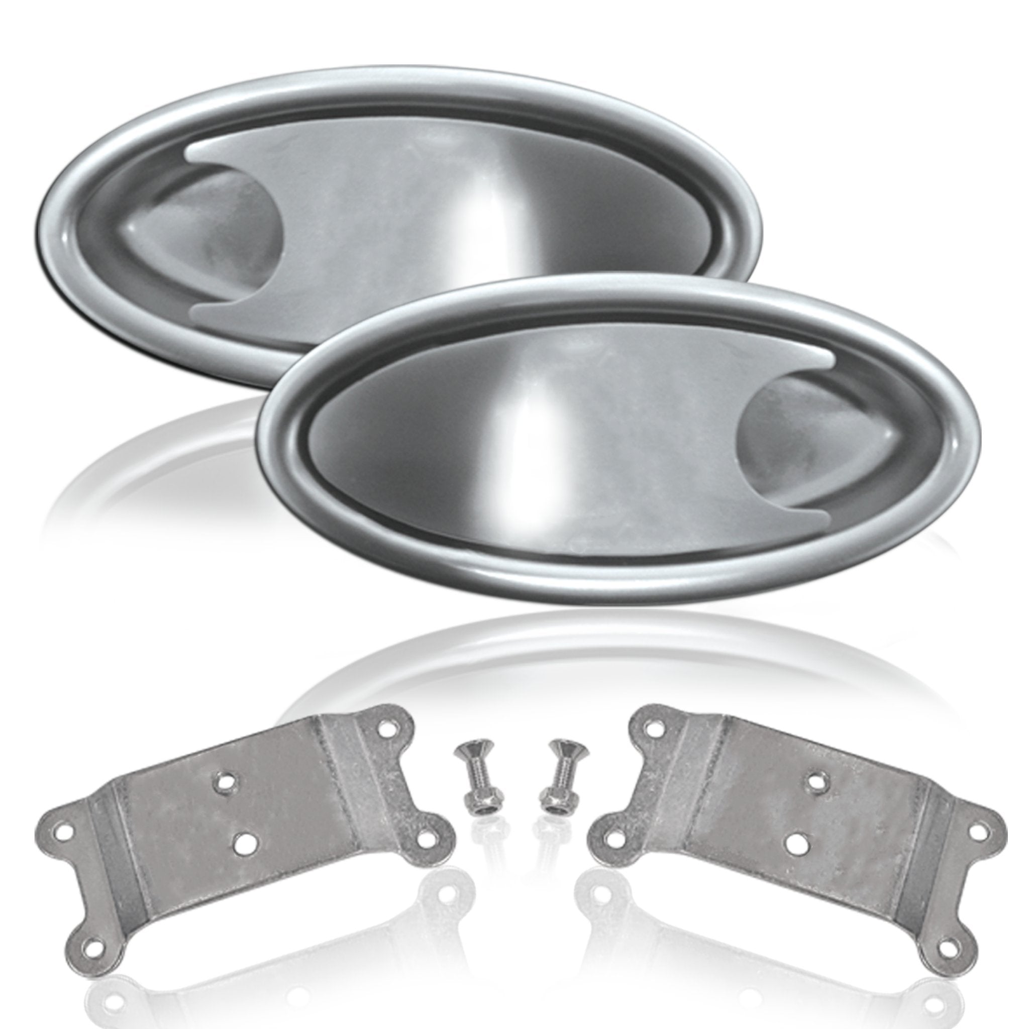 Billet Aluminum Oval Interior Recessed Door Handle Notch Pocket Lever Set Pair