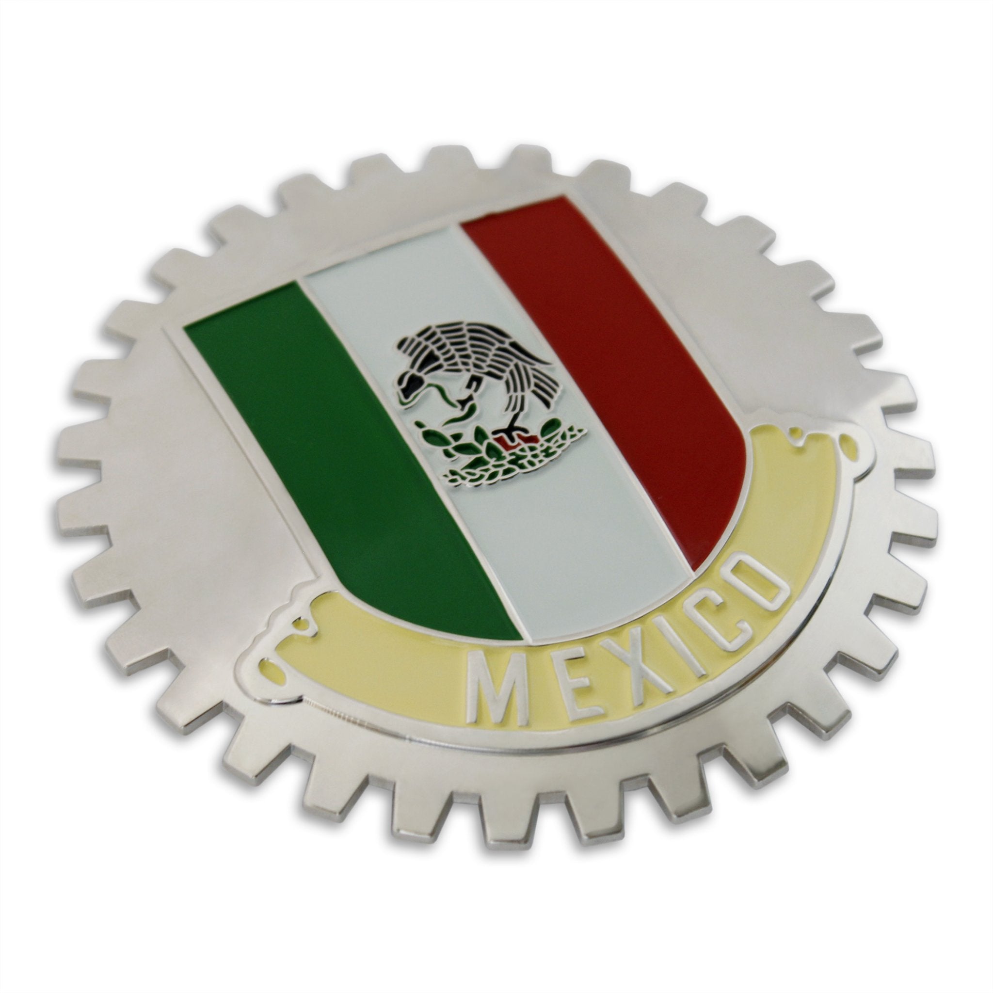 Chrome Car Truck Grill Badge Mexican Eagle Flag Metal Emblem Medallion Banner