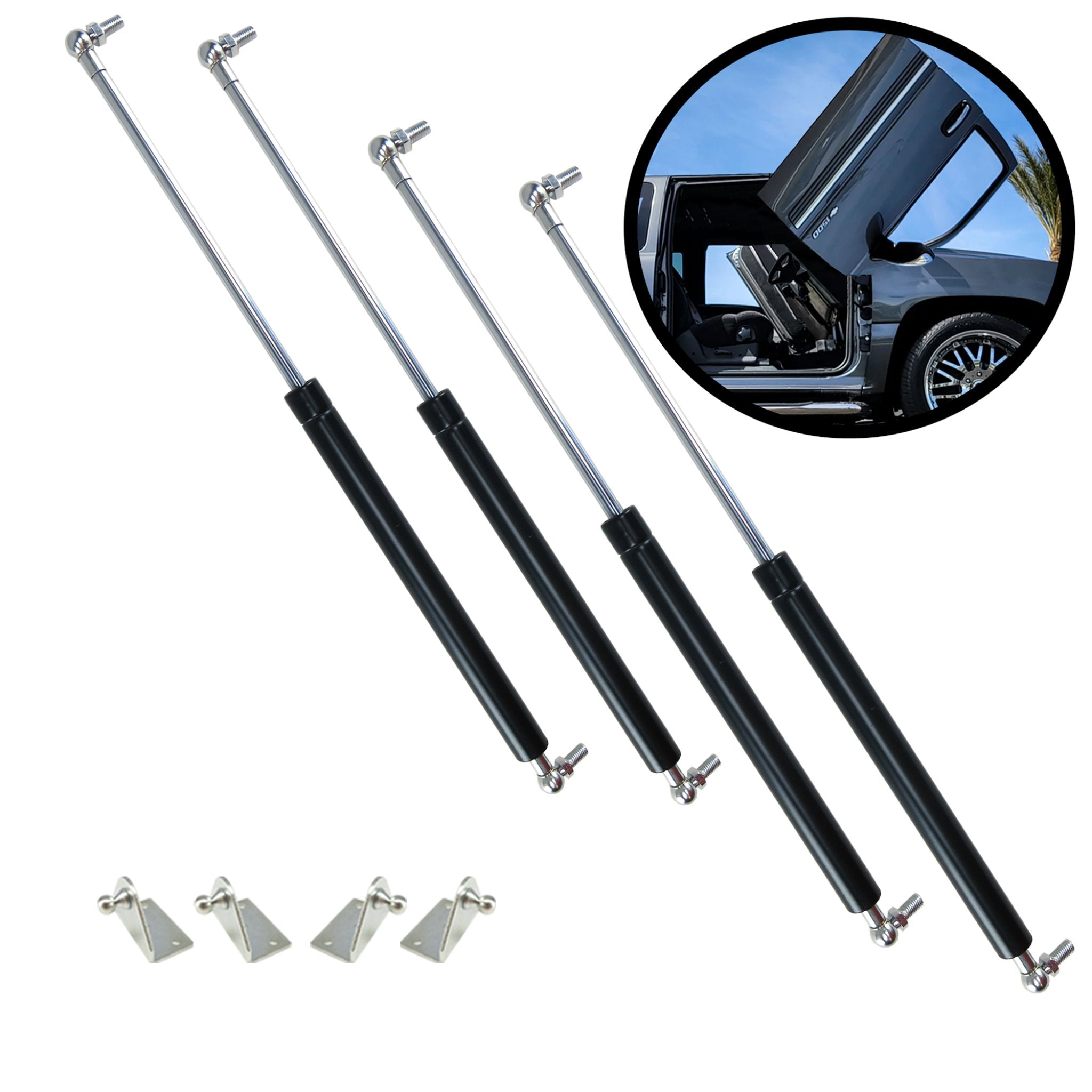 Kit de asistencia de elevación de puntal de gas con bisagra vertical para puerta vertical Lambo con soportes para automóvil / camión