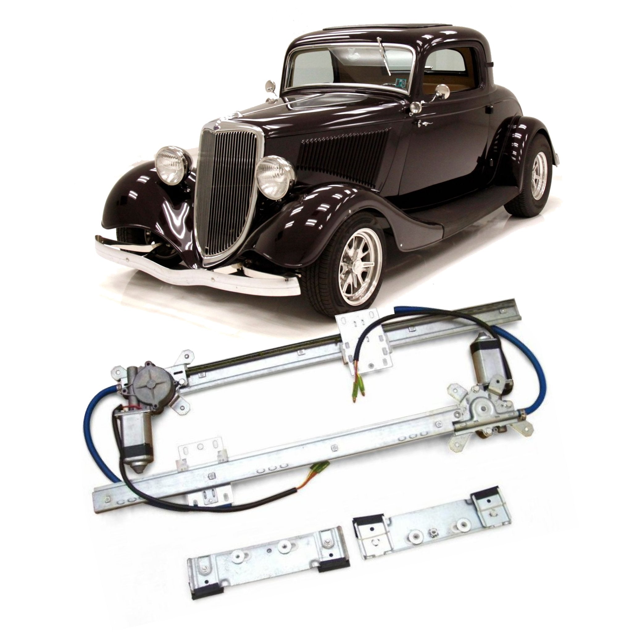 2 Door 12V Power Window Conversion Kit for 1934 Model 40 Coupe, 3, 5 Window