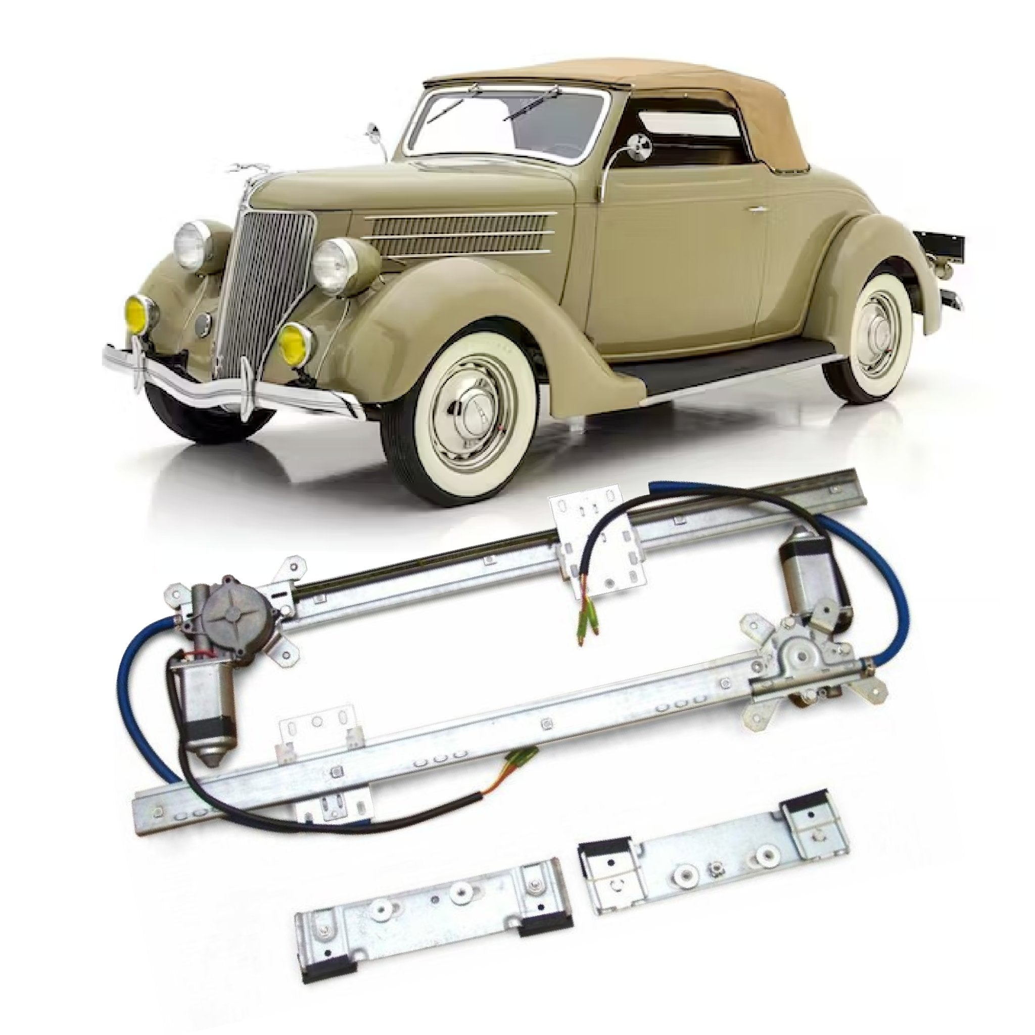 Power Window Conversion Kit for 1936 Ford Model 48 Roadster Standard, Deluxe