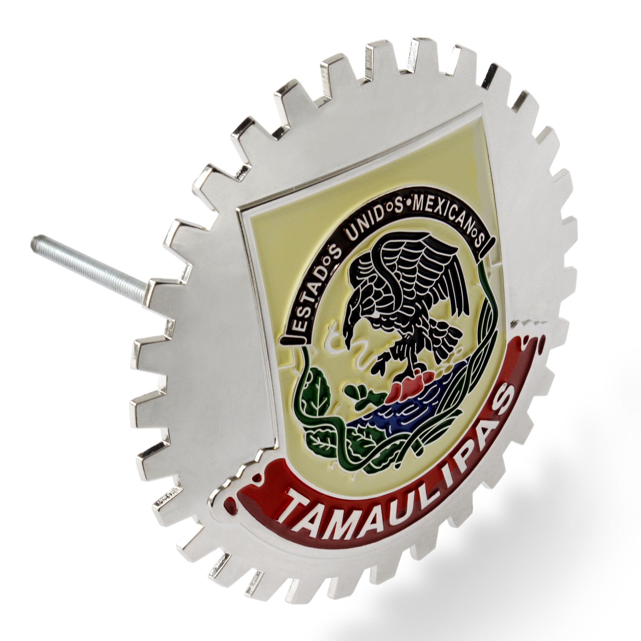 Chrome Car Truck SUV Grill Badge Tamaulipas Mexico Metal Emblem Flag  Medallion