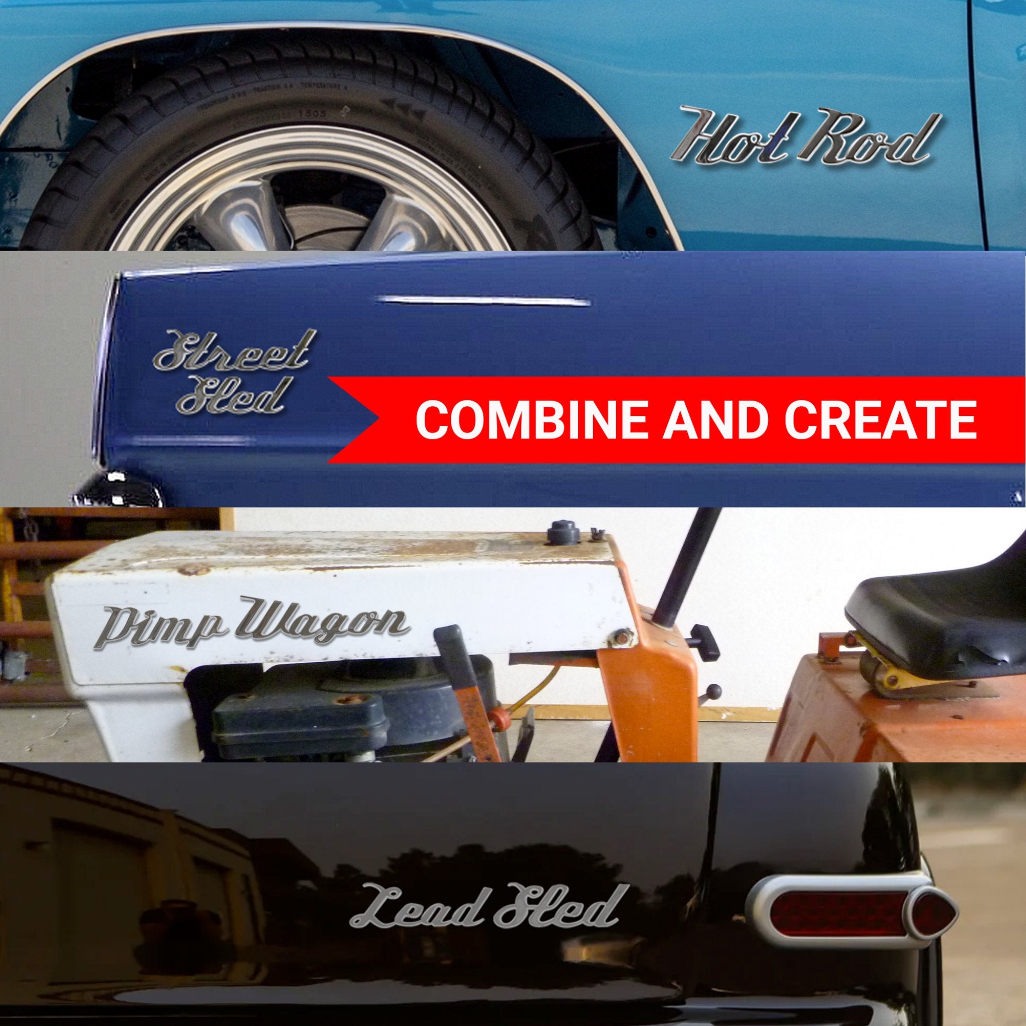 Chrome Metal "Lead" Script Letter Grille Fender Emblem Badge Car Truck Hot Rod