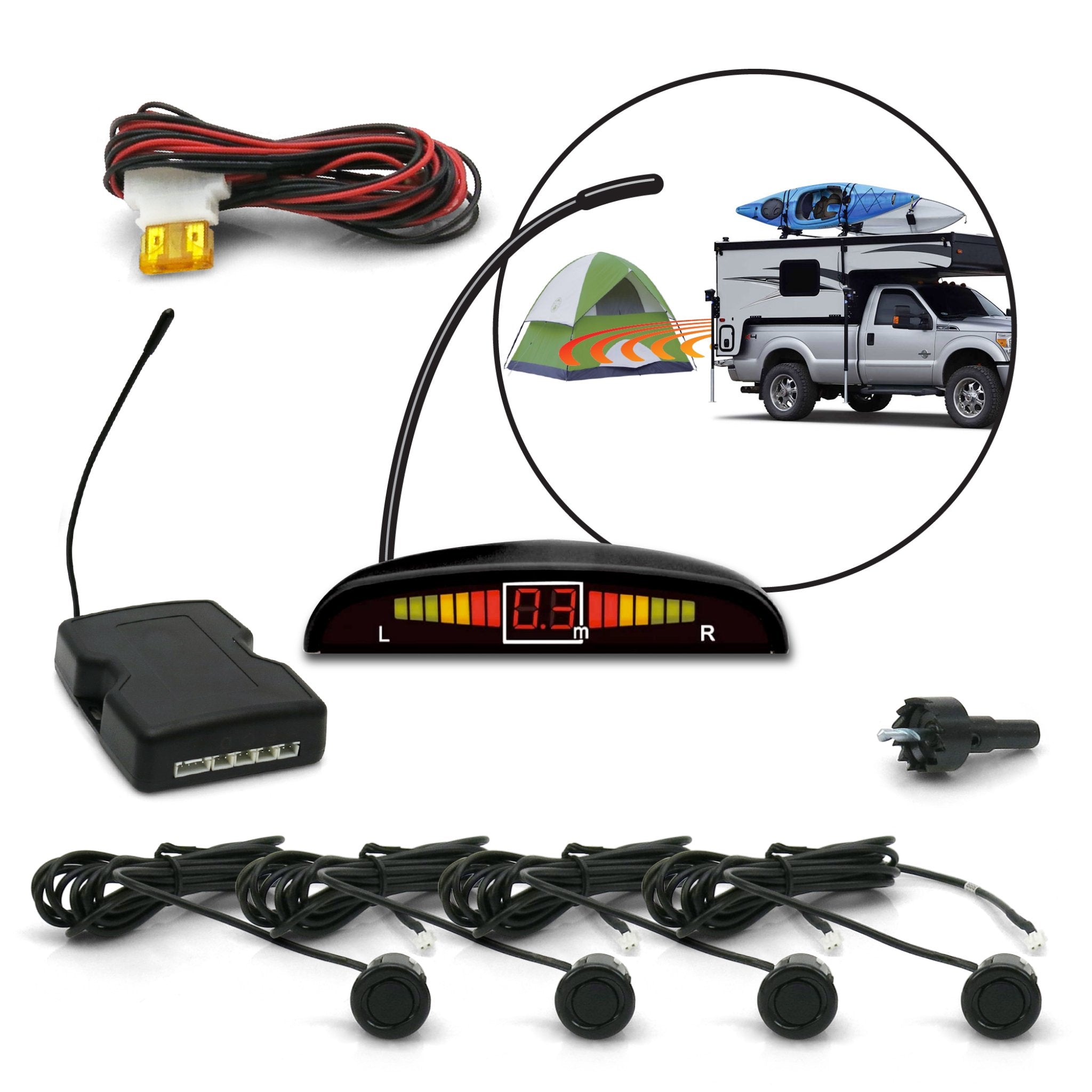 Backup Parking Sensor Reverse Warning Kit Wireless LED Display Sound Alarm Alert