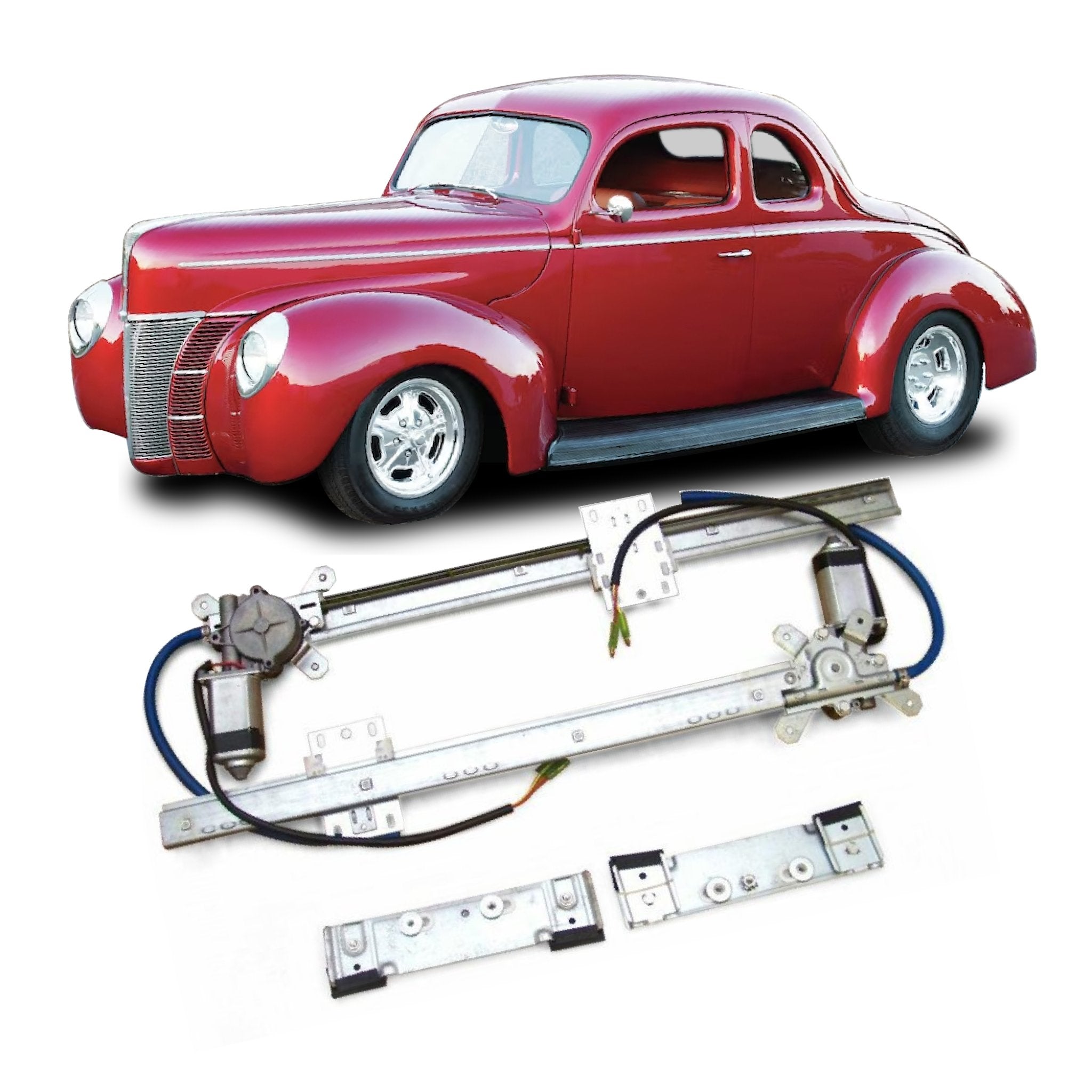 Autoloc 12V Power Window Conversion Kit for 1940 Ford Roadster Standard Deluxe