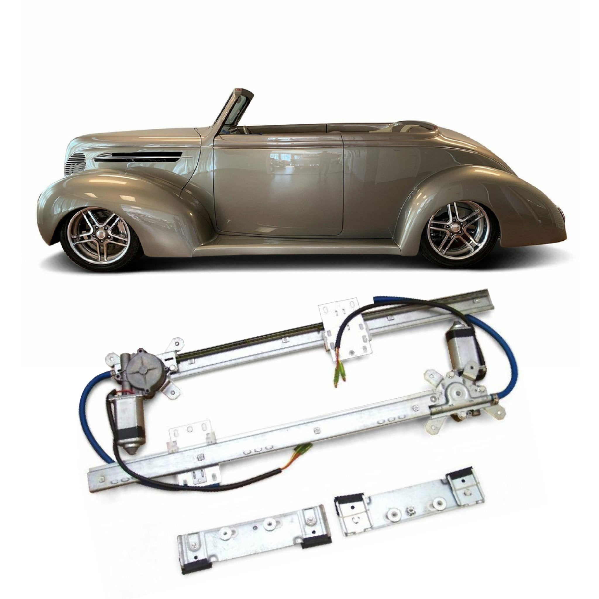 Autoloc 2 Door 12V Power Window Conversion Kit for 1938 Ford Convertible