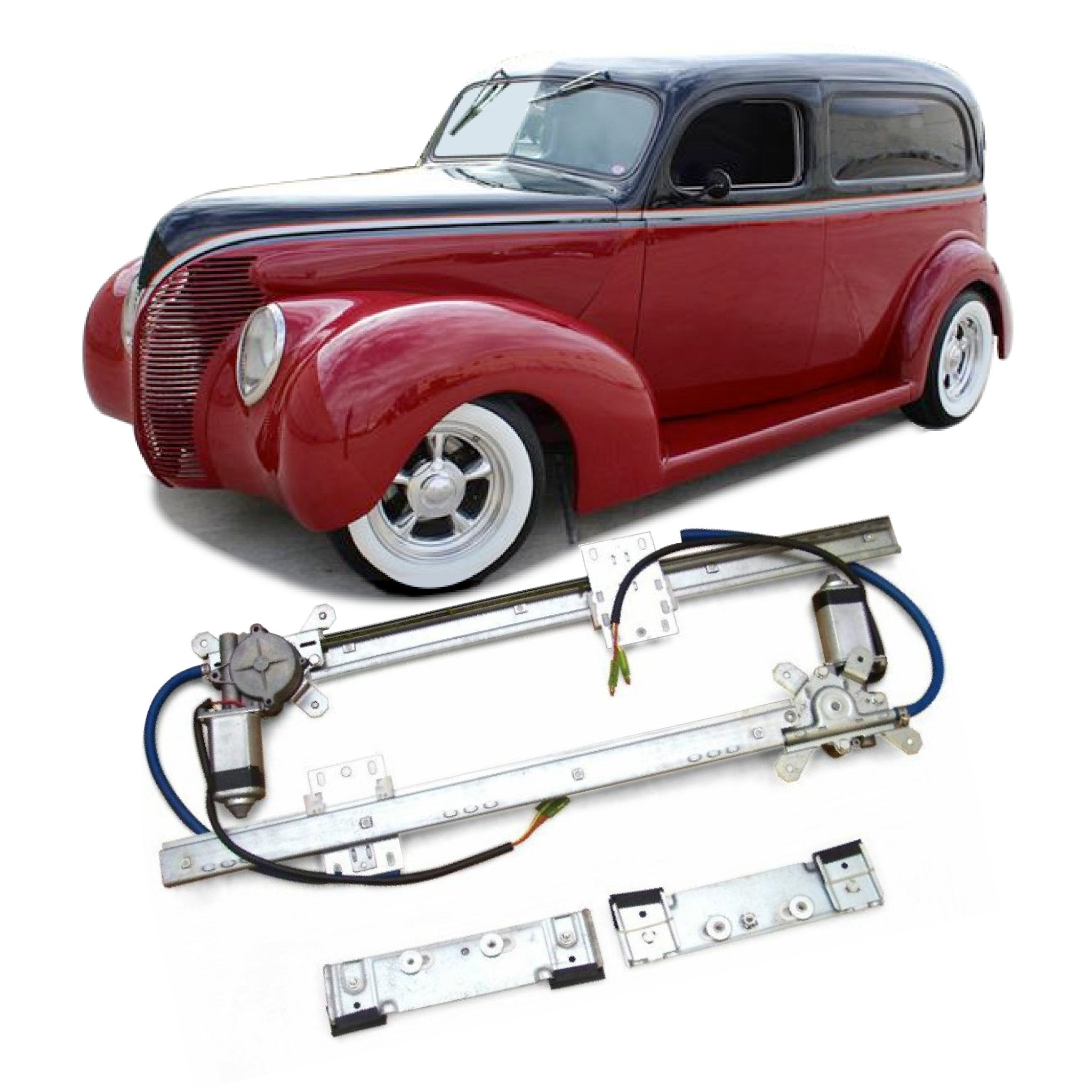 2 Door Flat Glass Electric Power Window Conversion Kit for 1939 Ford Phaeton